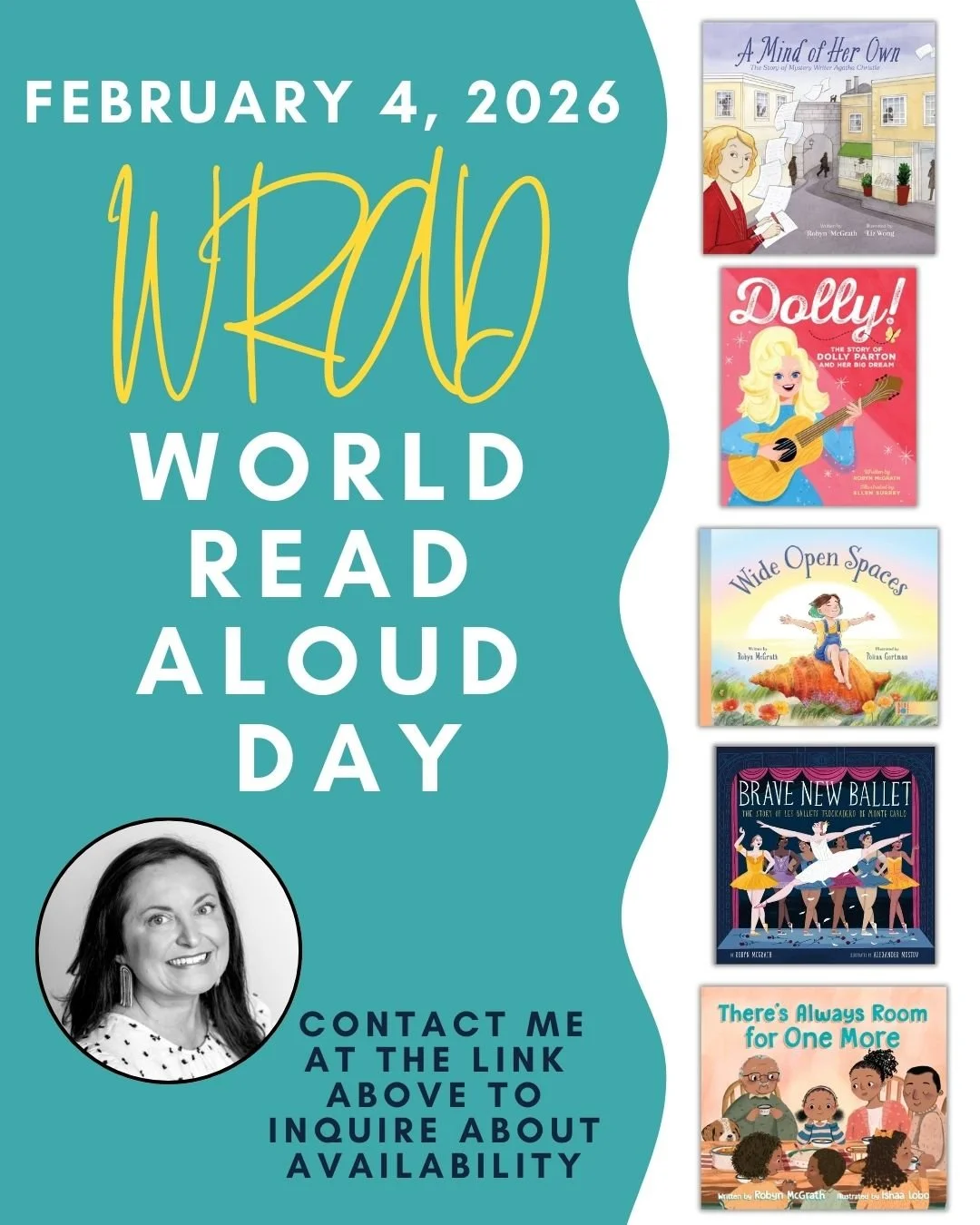 Calling all #teachers and #librarians! 📣
World Read Aloud Day is Wednesday, February 4th!

I'd love to share my books with readers of all ages- Kindergarten through middle school. Please feel free to reach out to me at the link in my bio to inquire 