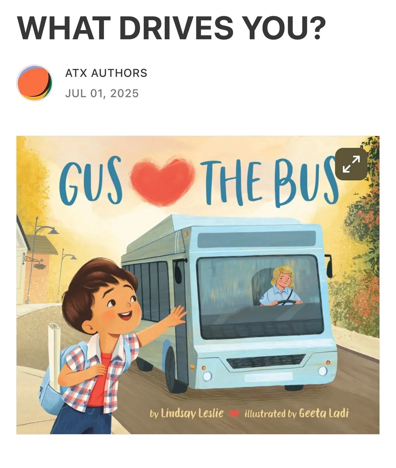 Welcome to the world, GUS ❤️ THE BUS! 🚎 Written by @lindsaylesliewrites and illustrated by @geetaladi_illustration You know that feeling when you love a book? I have that feeling with Gus! ❤️❤️

Over on substack we&rsquo;re celebrating Gus as well a