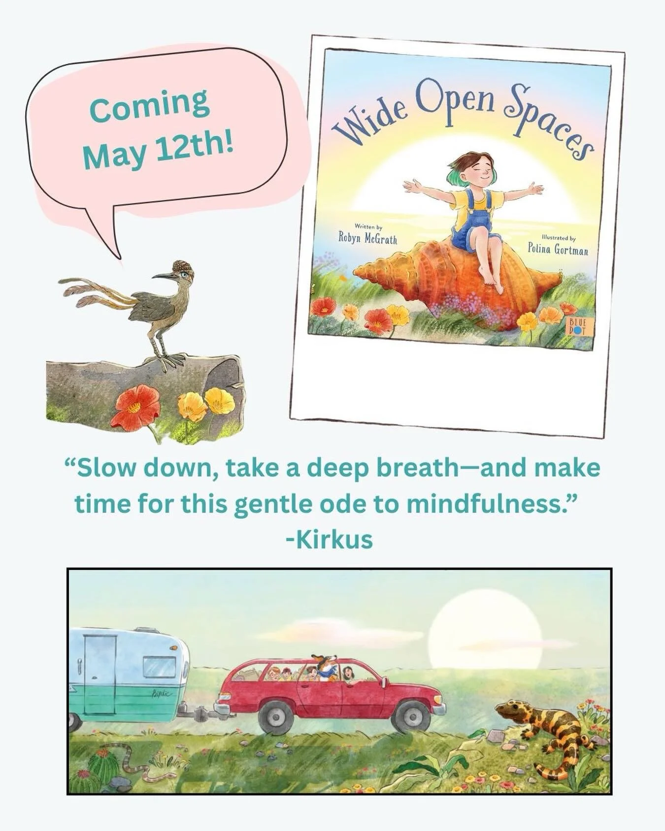 Coming your way May 12, 2026- and you can preorder now! ☀️🎉 Use Code WOS30 for 30% off when you order from @bluedotkidspress. Link in Bio.

🌼 Embark on a wild and whimsical road trip when a cramped family car transforms into a child&rsquo;s mindful