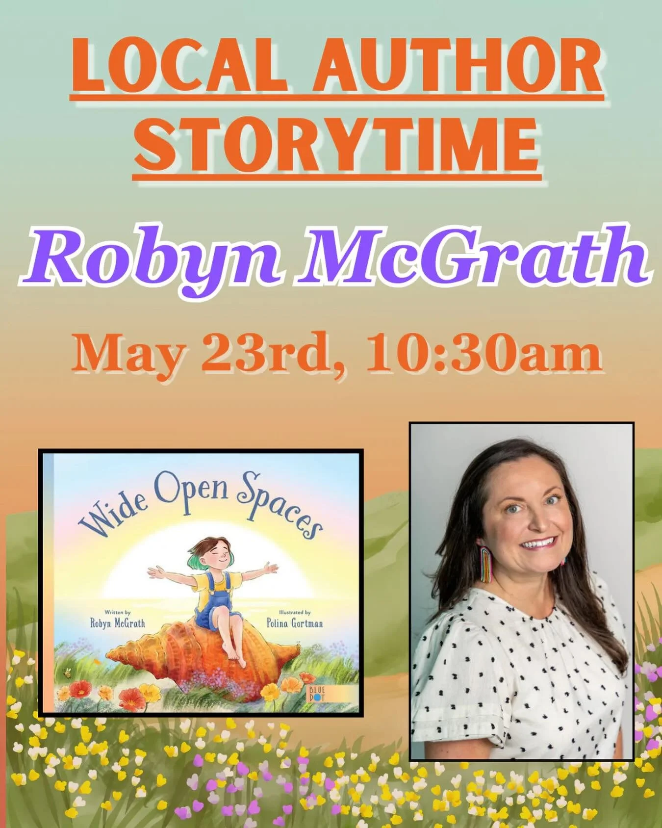 Whooooo&rsquo;s joining me tomorrow at @larkandowlbooksellers? 🦉✨ 

I&rsquo;ll be reading my newest book WIDE OPEN SPACES and will share some mindfulness practices as we get ready for the summer road trips ahead! 🚗☀️📚

🙌 @bluedotkidspress @polina