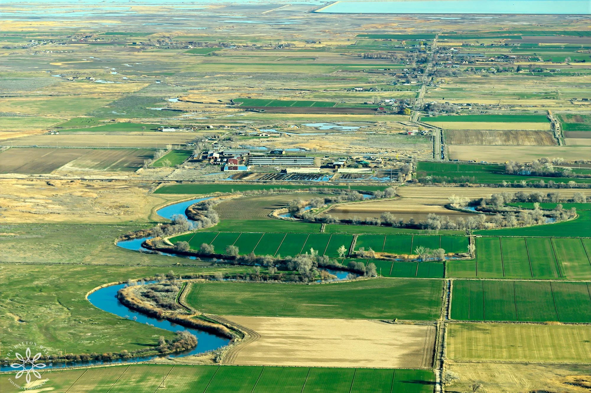 Weber River meandering towards Great Salt Lake