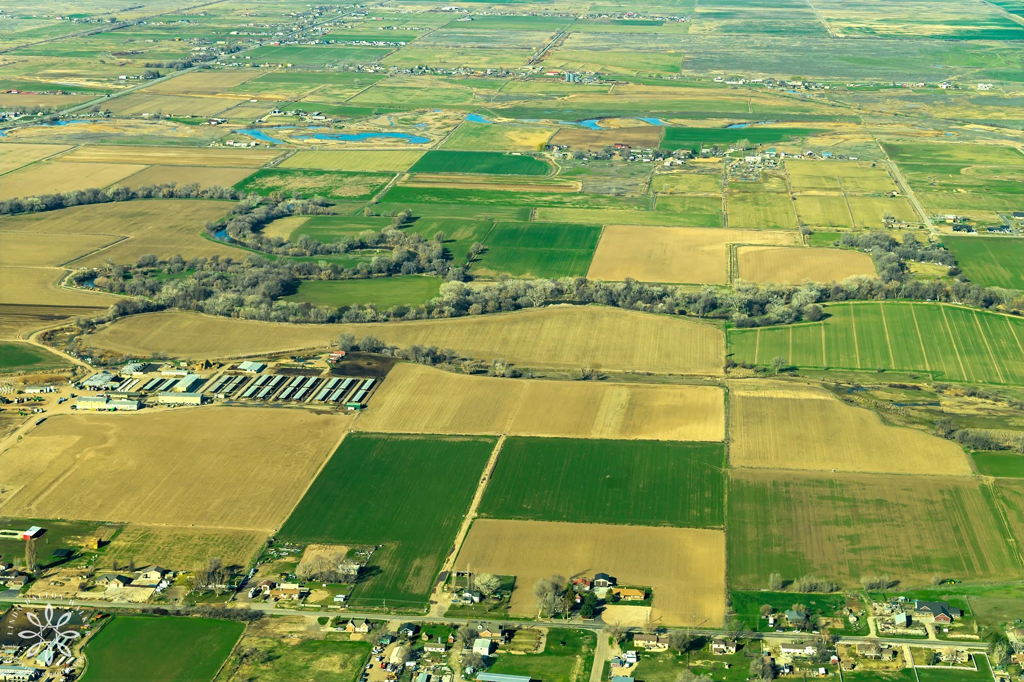 Weber River meandering to Great Salt Lake