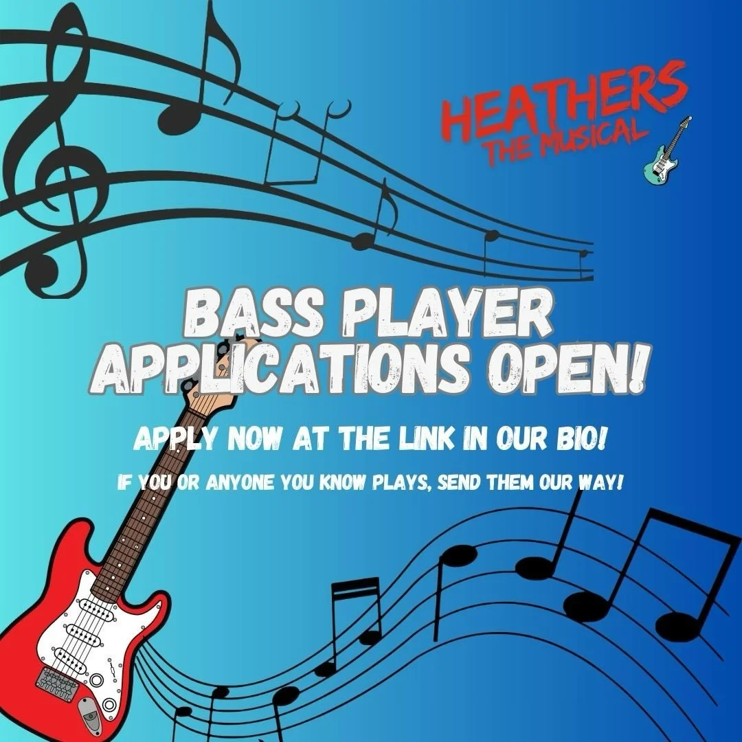 ‼️ We are currently in need of a bass player for our upcoming production of Heathers: The Musical. ‼️

Come have some big fun with MMT by applying to be our bassist at the link in our bio! 🔗

Applications are on a first-come, first-serve basis, so d