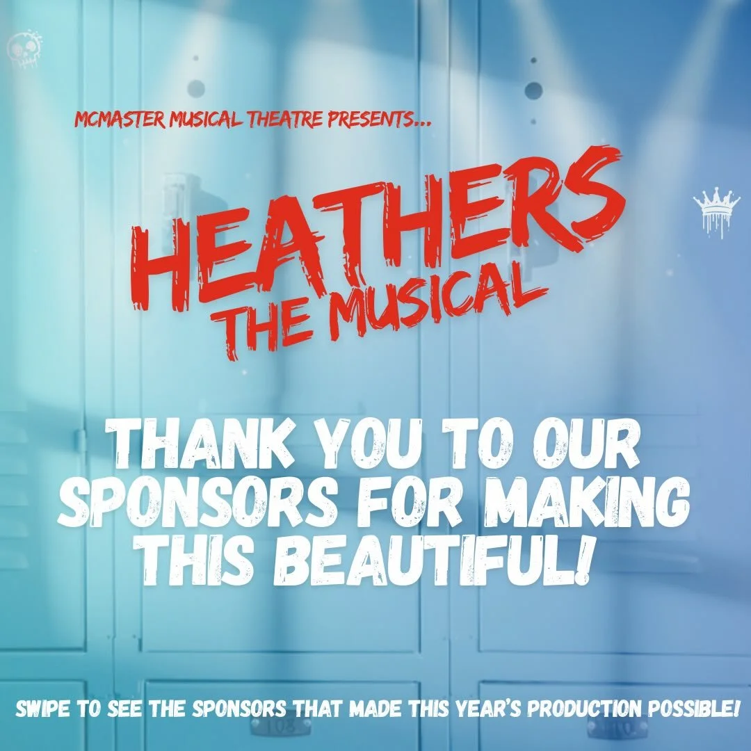 Sending a round of applause and massive thank you to all of our amazing sponsors this year! 👏✨

Our production of Heathers: The Musical would not be possible without their generous support. We&rsquo;re so grateful for the vital role they played in b