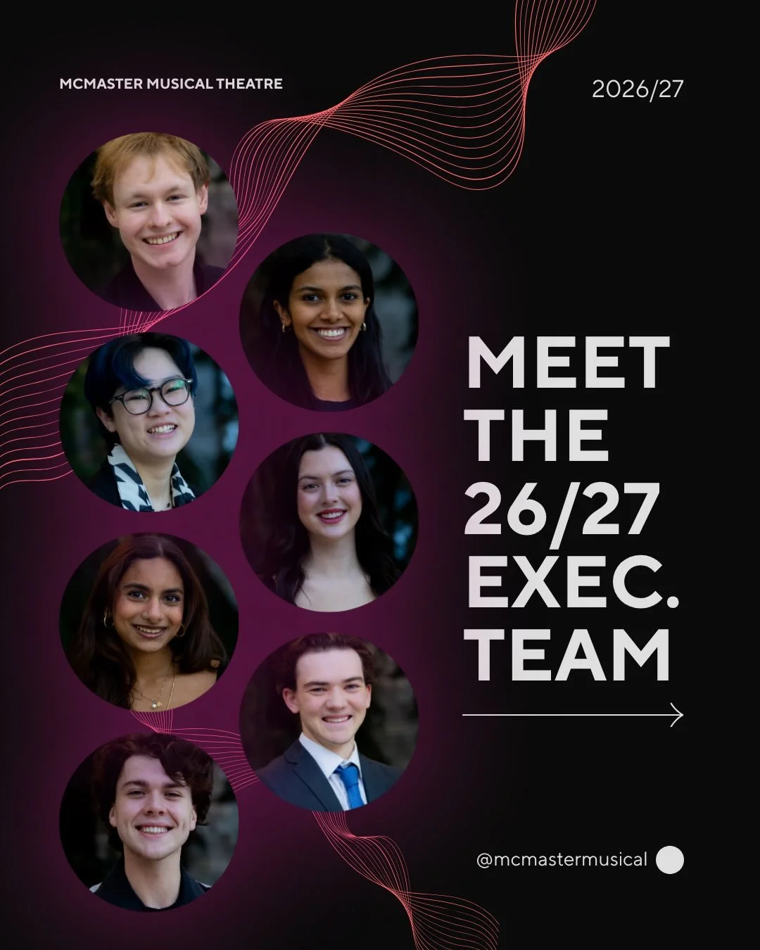 Now that we&rsquo;re well into spring, it&rsquo;s time to introduce our 2026/27 McMaster Musical Theatre Executive Team! ✨

We are so thrilled to work with you to continue bringing musical theatre to life here at McMaster. 🎭

Follow along here and s