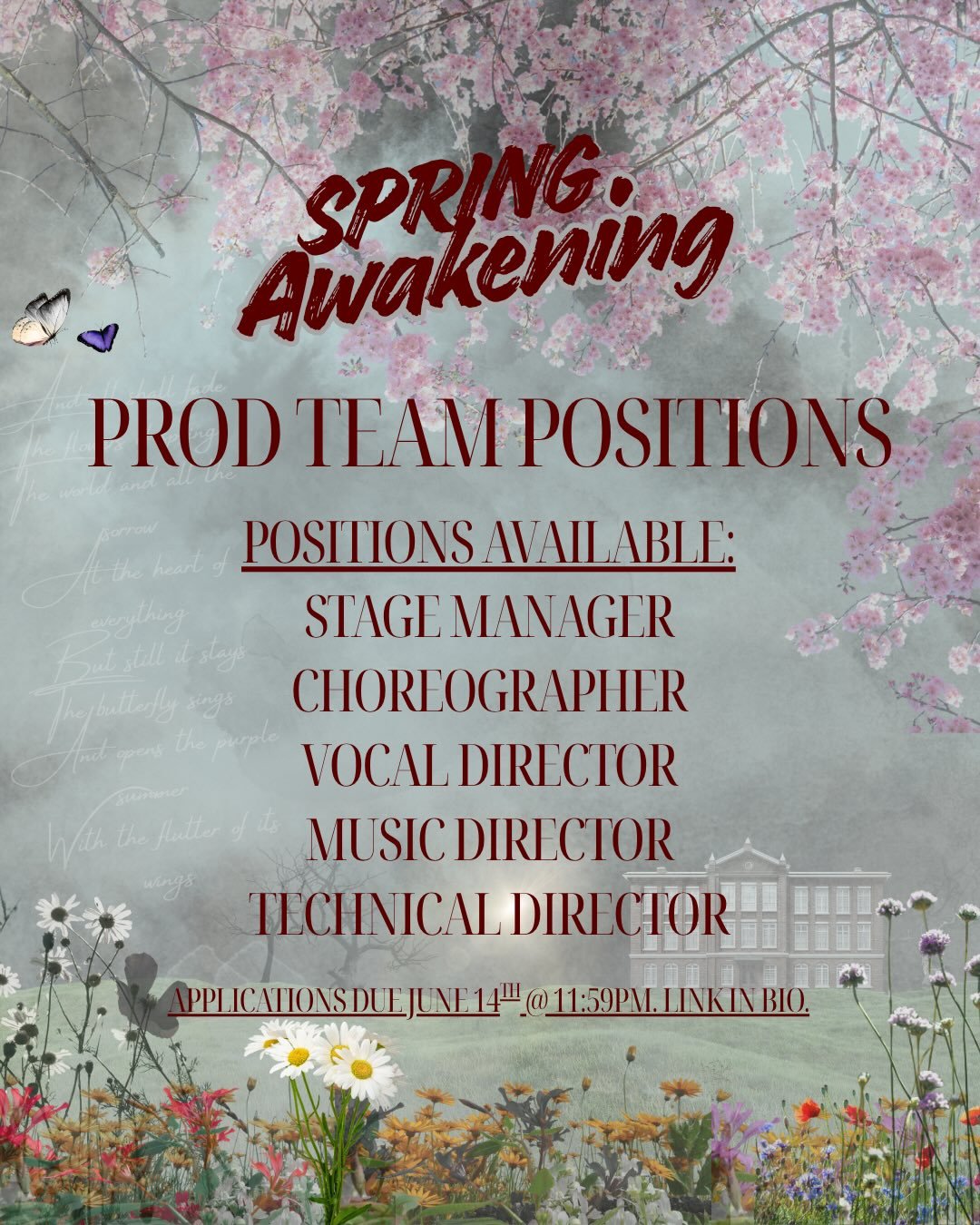 We are officially searching for our next production team for MMT&rsquo;s 2026/27 Spring Awakening!

Swipe to find out what each role entails, and if you&rsquo;re interested, click the link in our bio for the application form. The deadline for submiss
