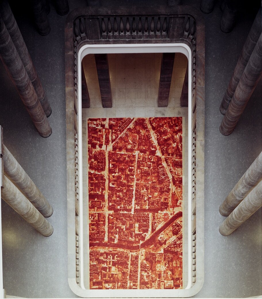 Roter Teppich (Red Carpet), 2003. Carpet, hand-tufted, 5 x 10 m, Federal Ministry of Defense, Berlin. Photo: Volker Kreidler.