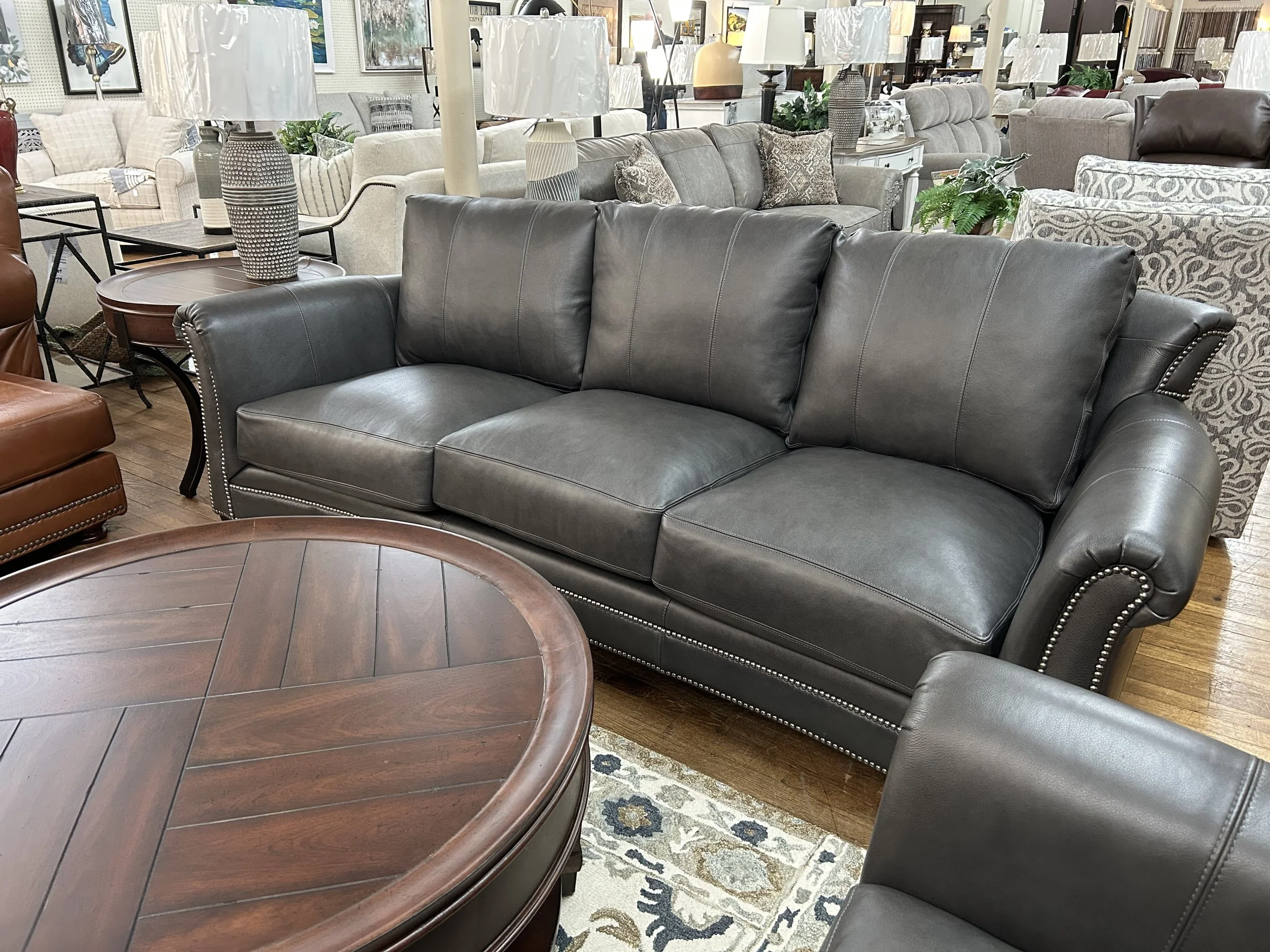 Bradington Young - Richardson sofa in charcoal gray leather 