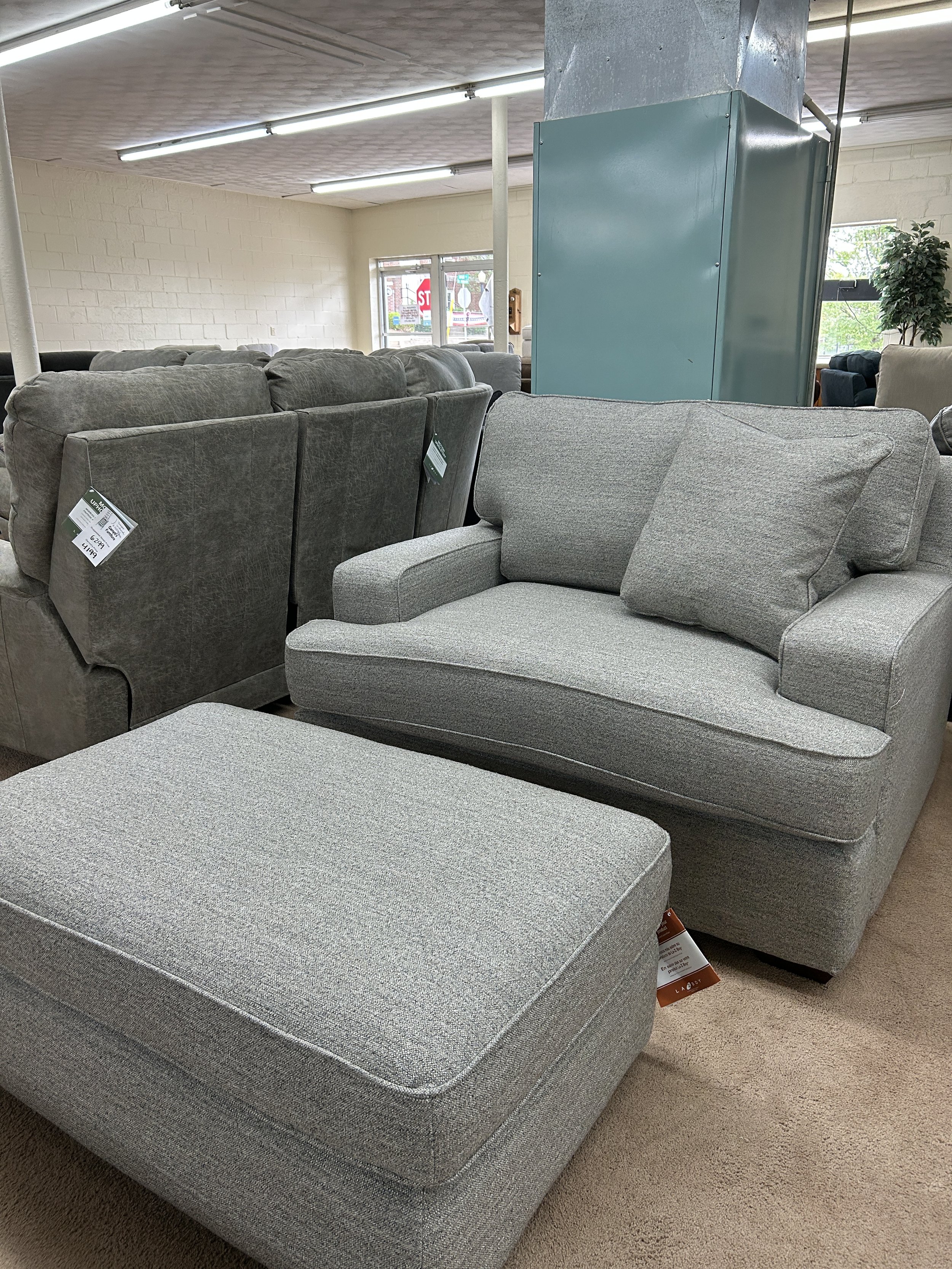 LaZBoy - Paxton chair and a half and large ottoman 