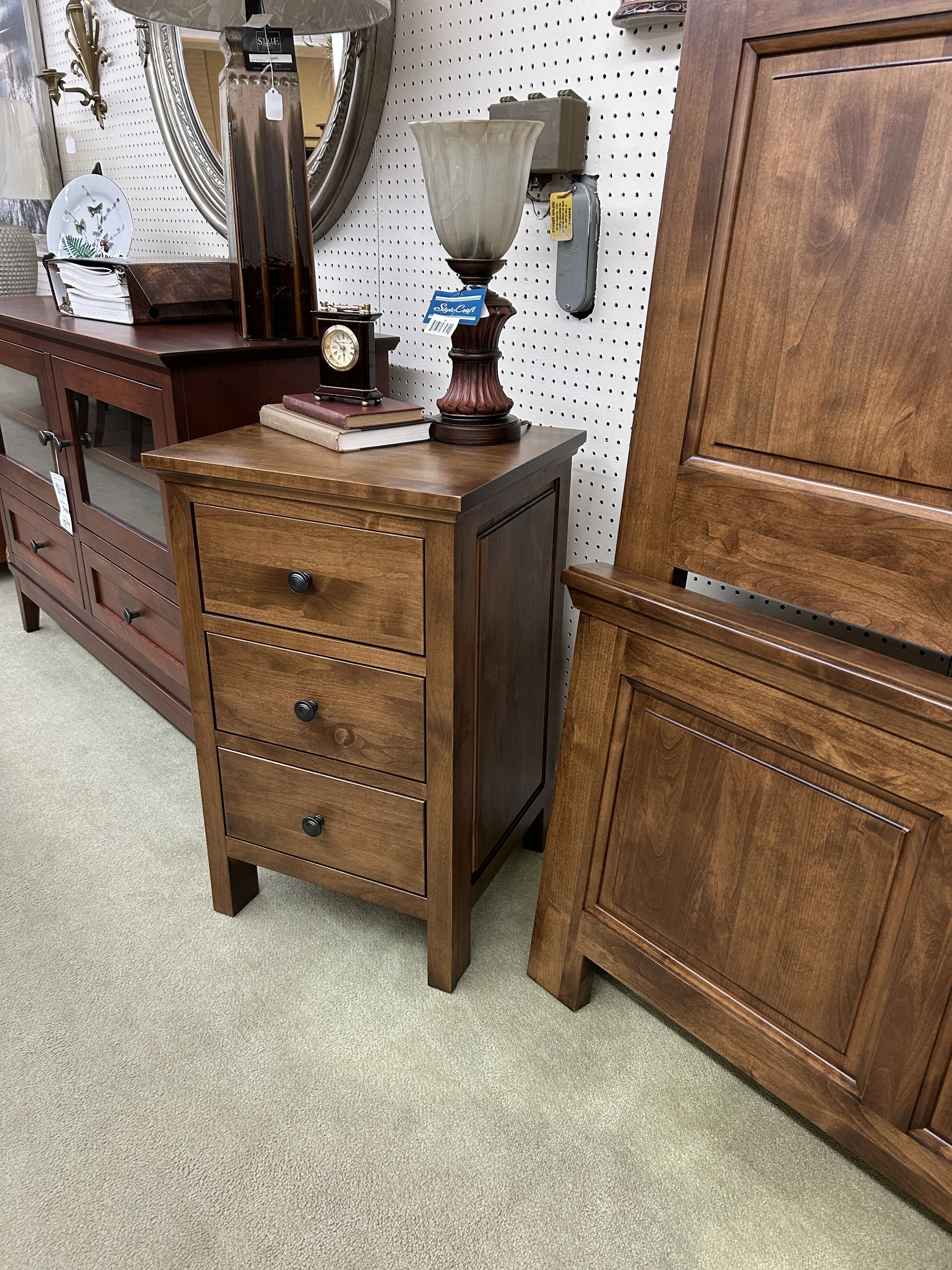 Three drawer nightstand in Tuscan Brown stain on solid Alder - from the Heritage collection by Archbold Furniture 