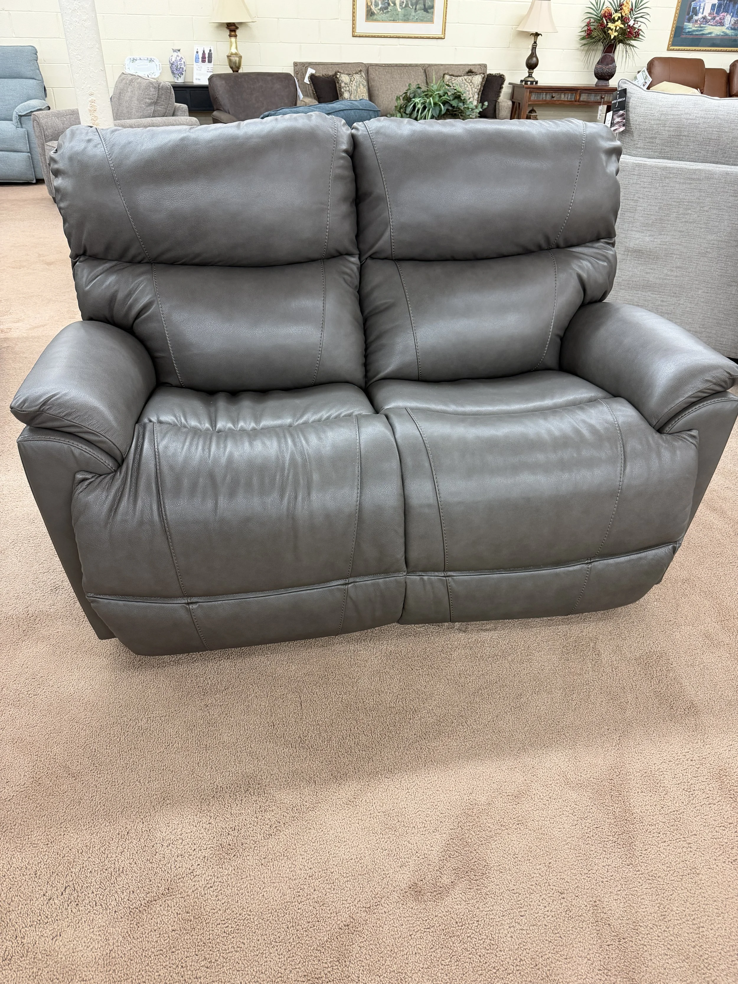 LaZBoy - Trouper manual reclining loveseat in grey leather