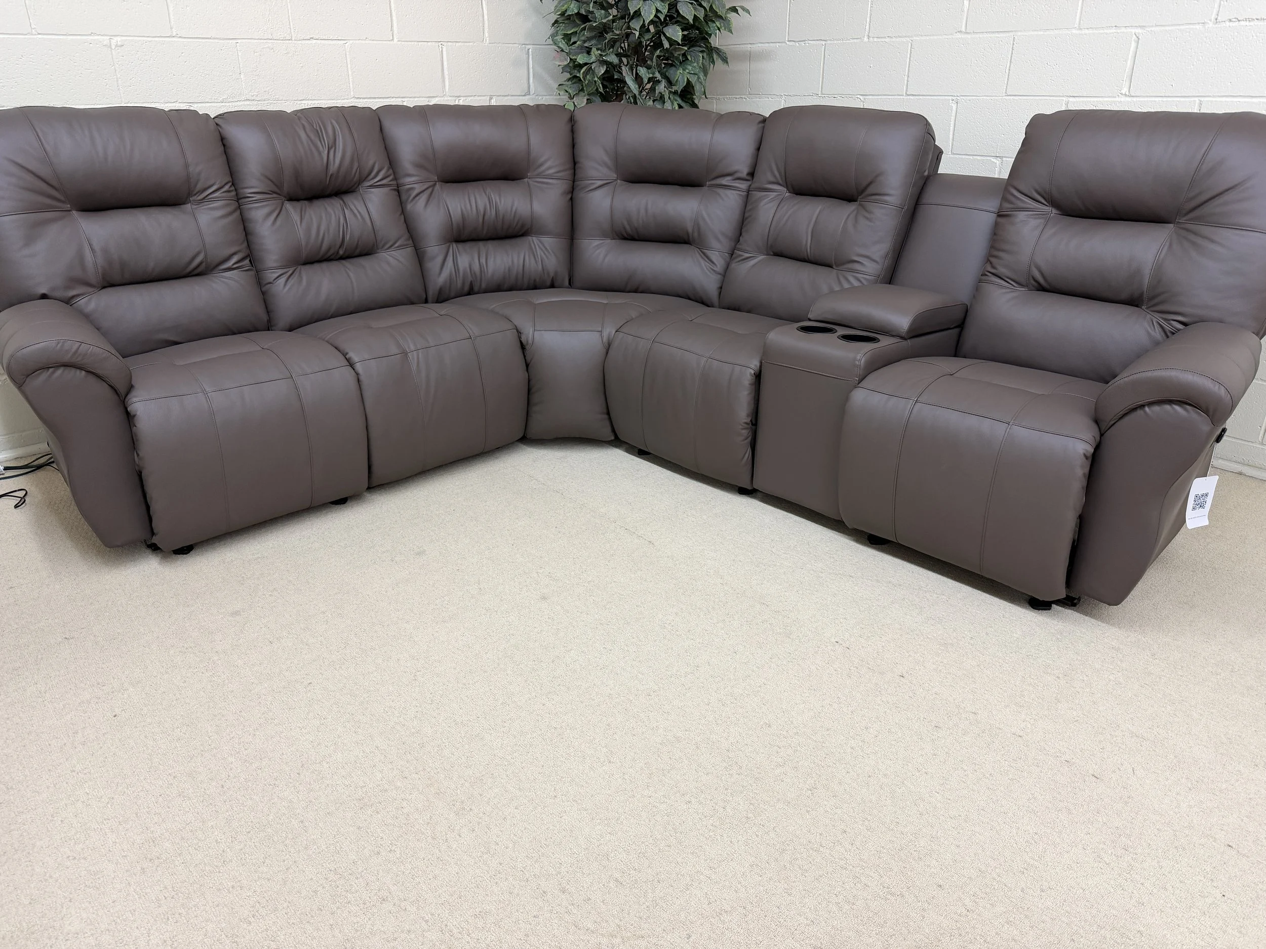 Best HF - brown leather power reclining sectional sofa.  Includes three reclining seats with power headrest
