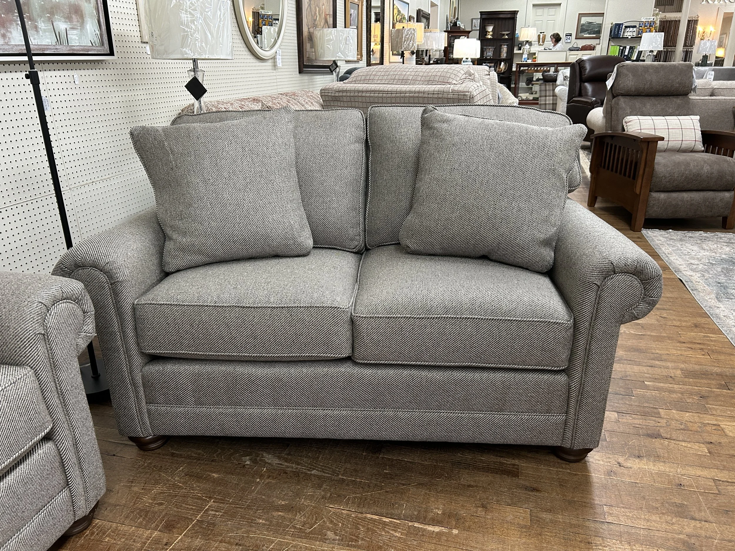 King Hickory - Bentley loveseat in Uprise Mineral performance fabric