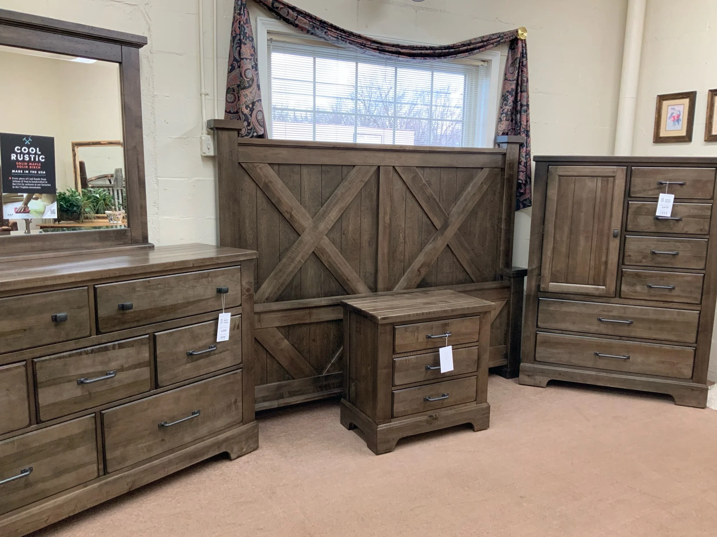 Artisan Post - Cool Rustic King Bed suit in Mink finish on solid Maple