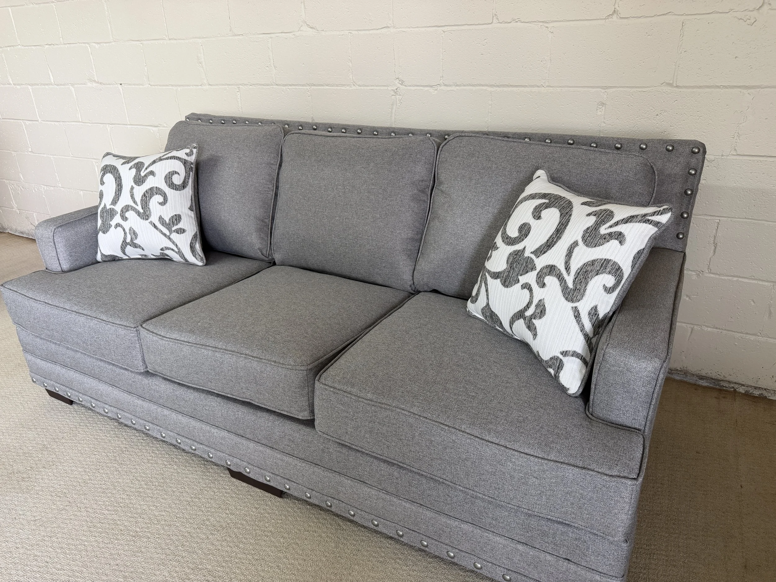 Hughes - sofa in Yuki Doe grey fabric (sold with loveseat)