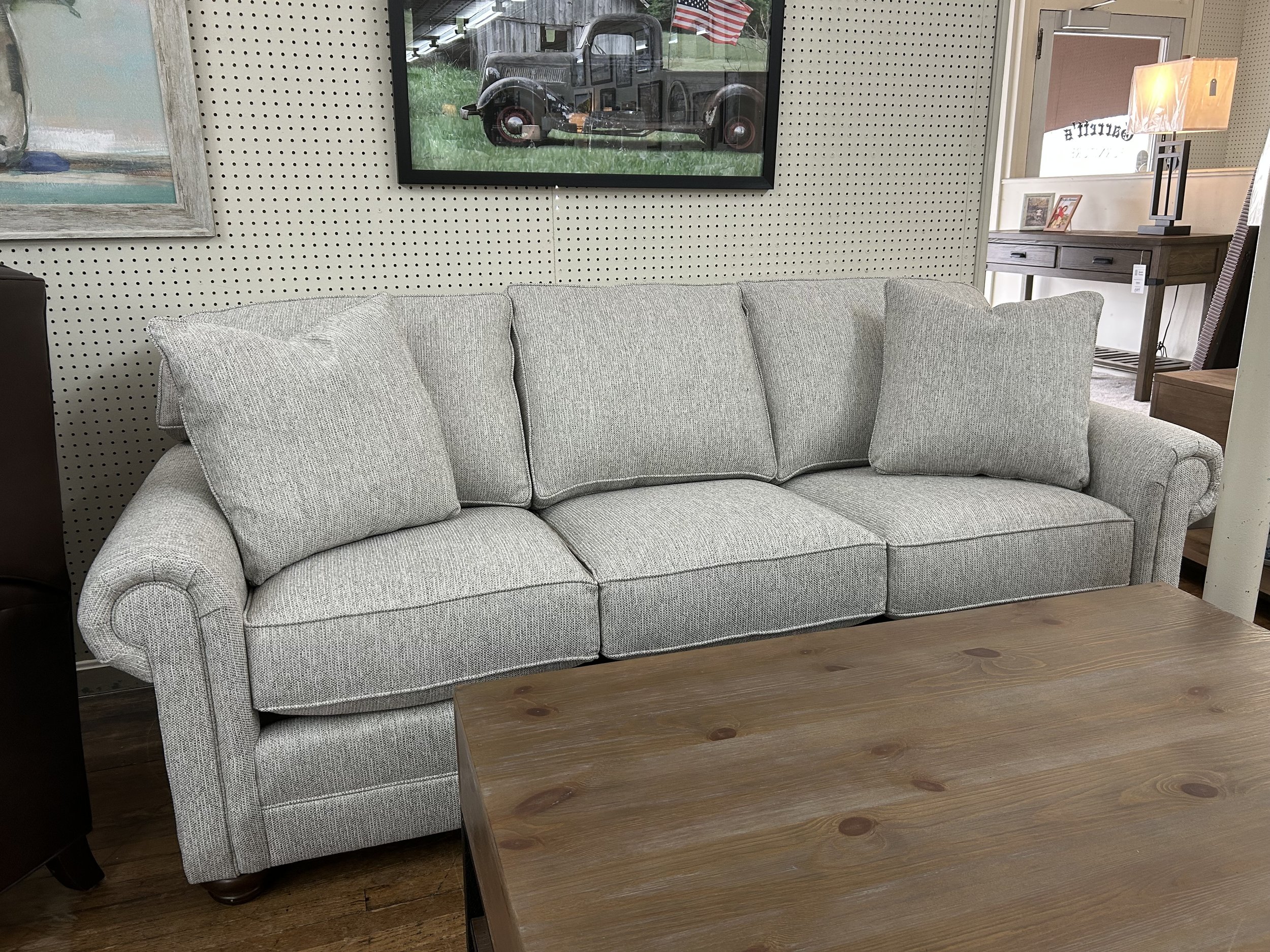 King Hickory - 85" Bentley sofa in Aubrey Pewter performance fabric