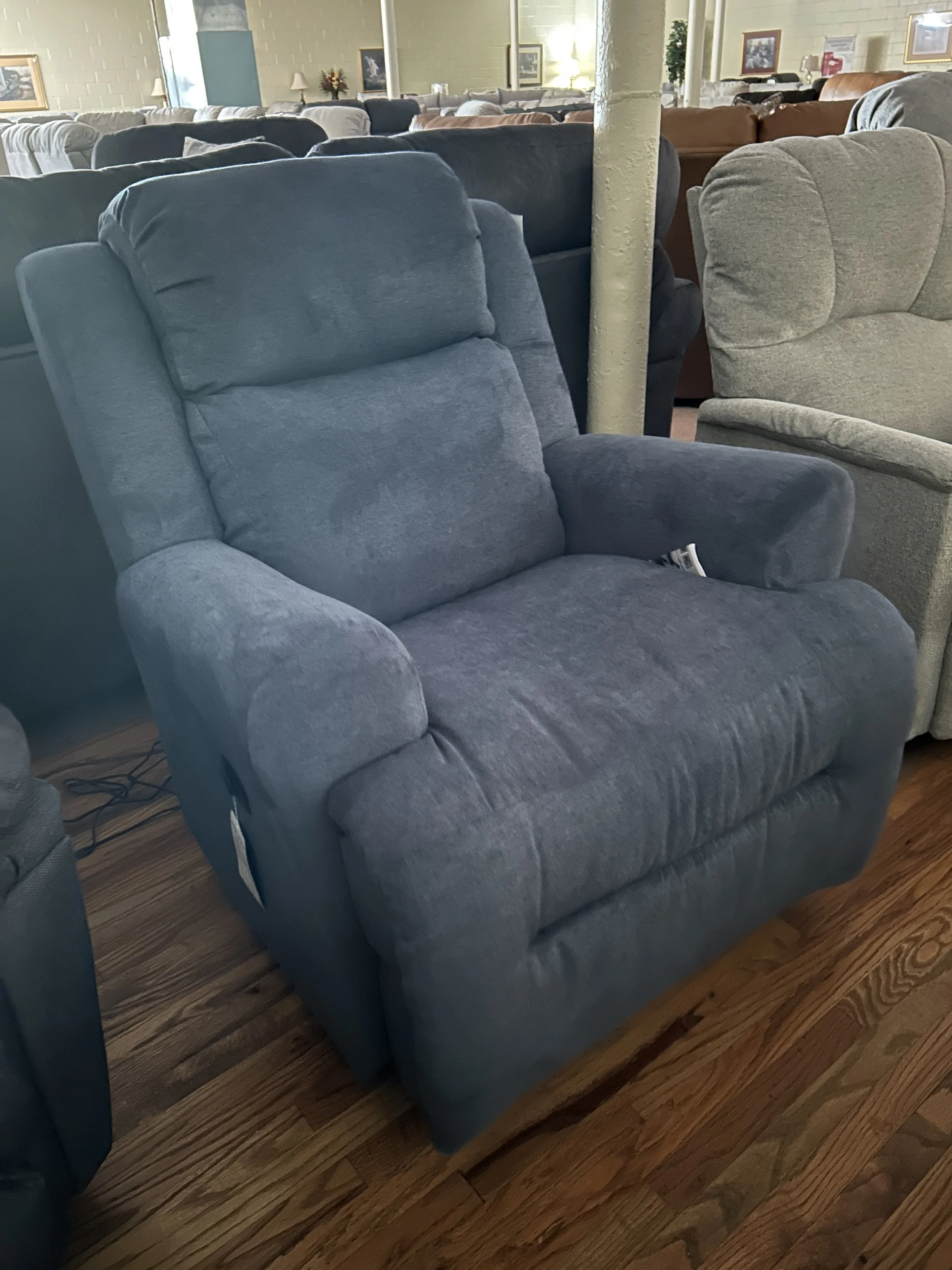Best HF - Brielle power swivel-glider-recliner in medium blue fabric