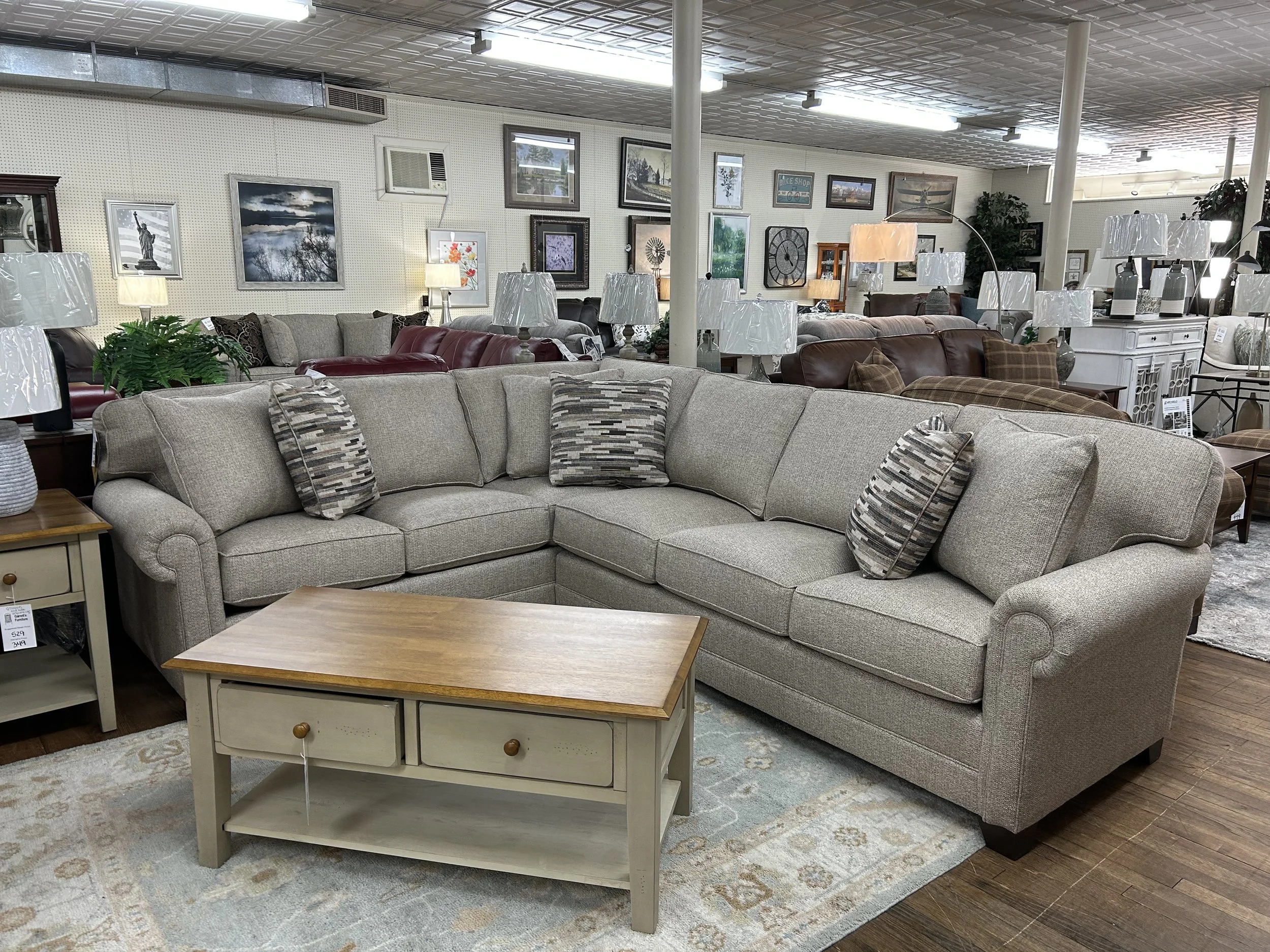 King Hickory - Bentley sectional sofa in Casual Jute performance fabric 