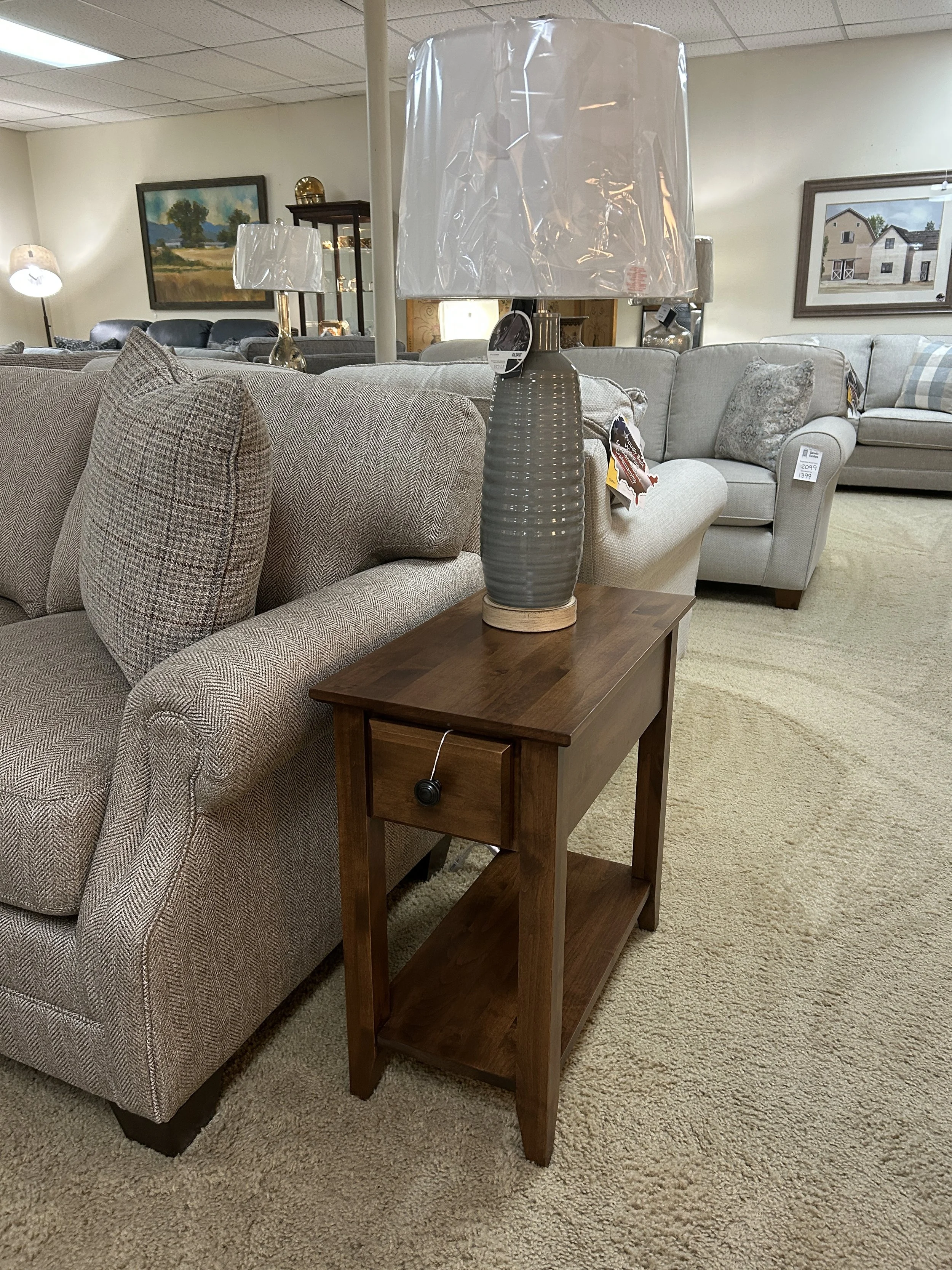 Archbold - chairside cabinet with one drawer in Tuscan Brown on Alder