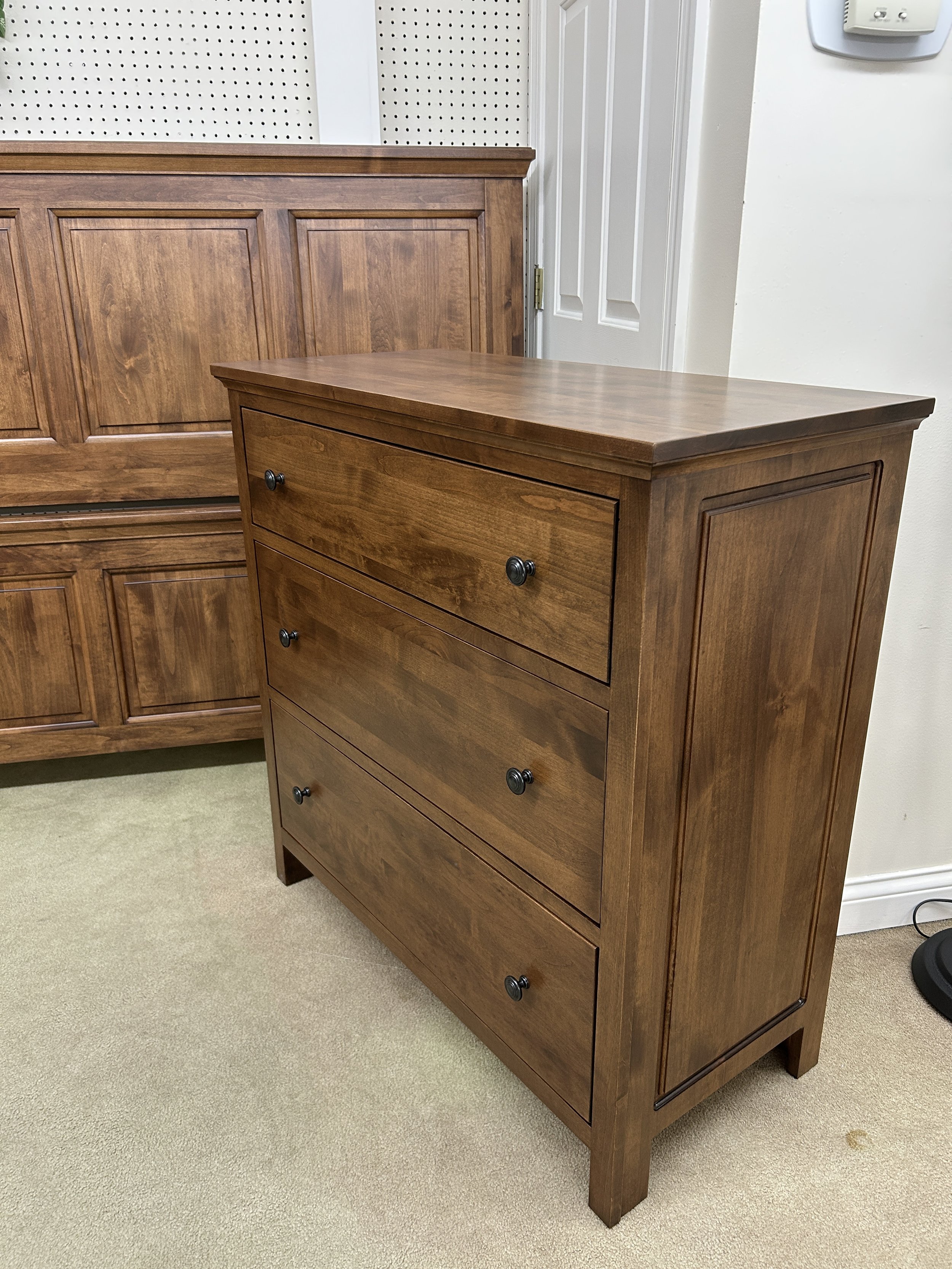 Three drawer dresser in Tuscan Brown stain on solid Alder - from the Heritage collection by Archbold Furniture 