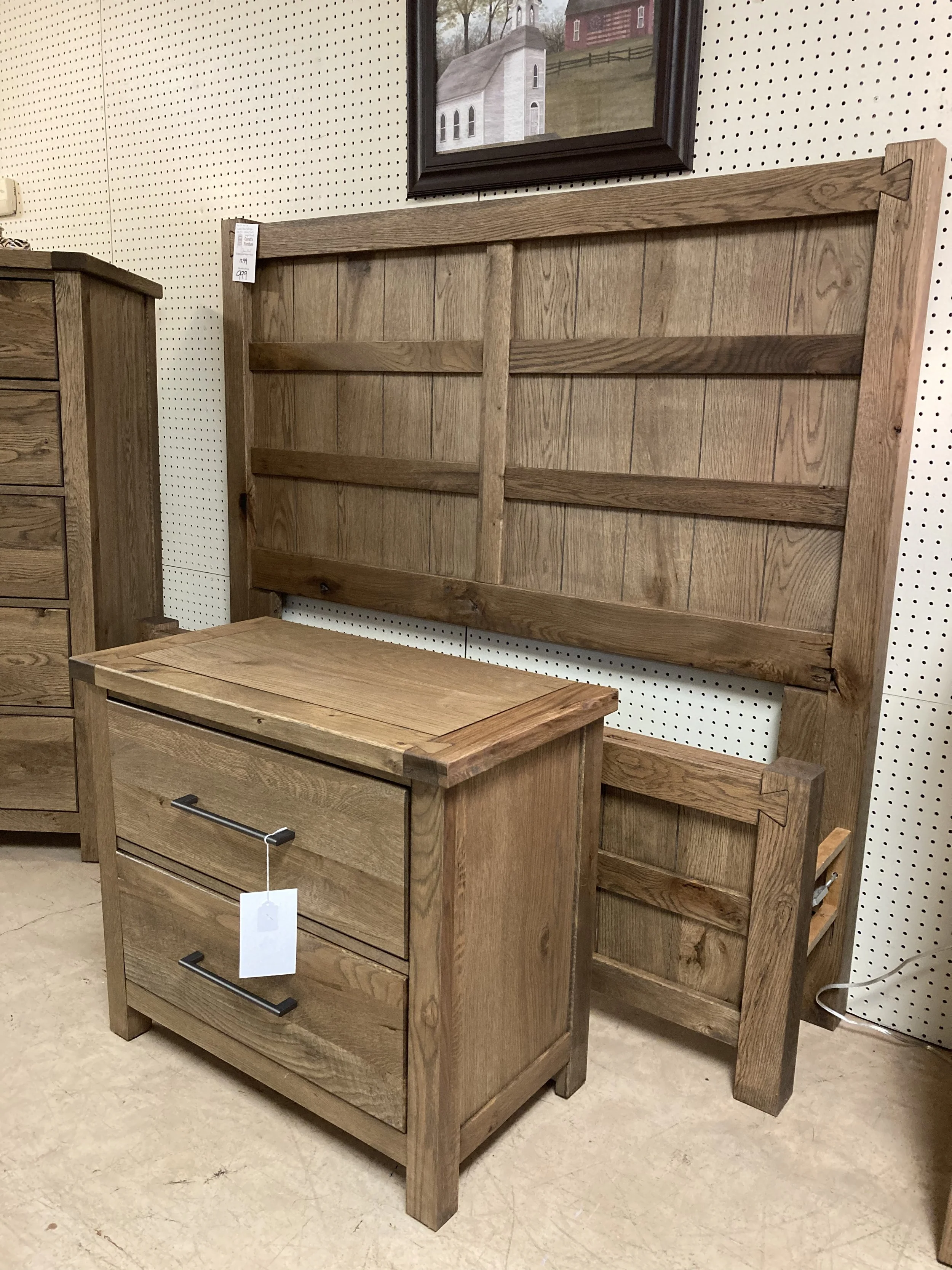 Dovetail collection solid white oak queen bed and nightstand by Vaughan-Bassett