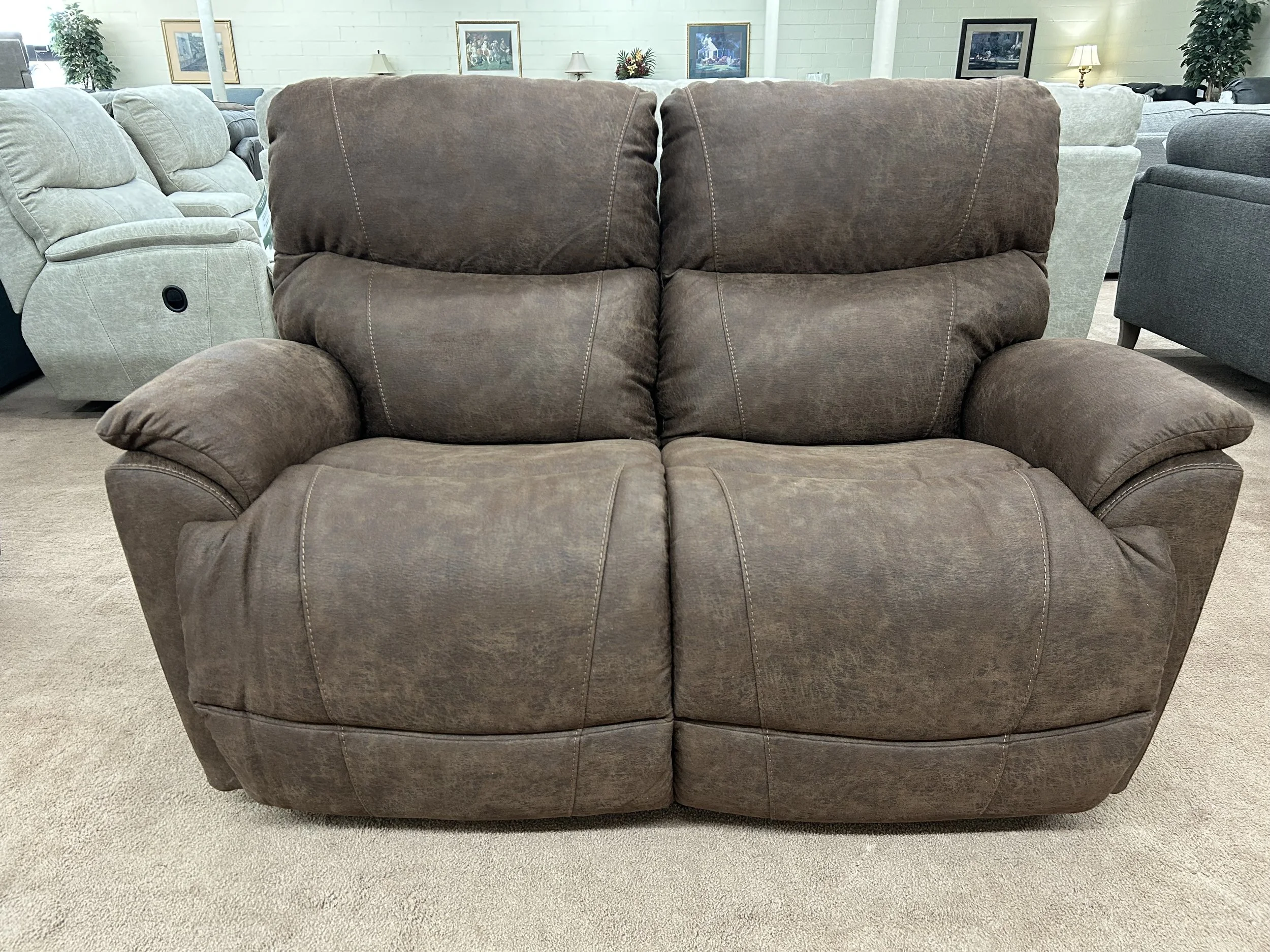 LaZBoy - Trouper reclining loveseat in whiskey brown performance fabric