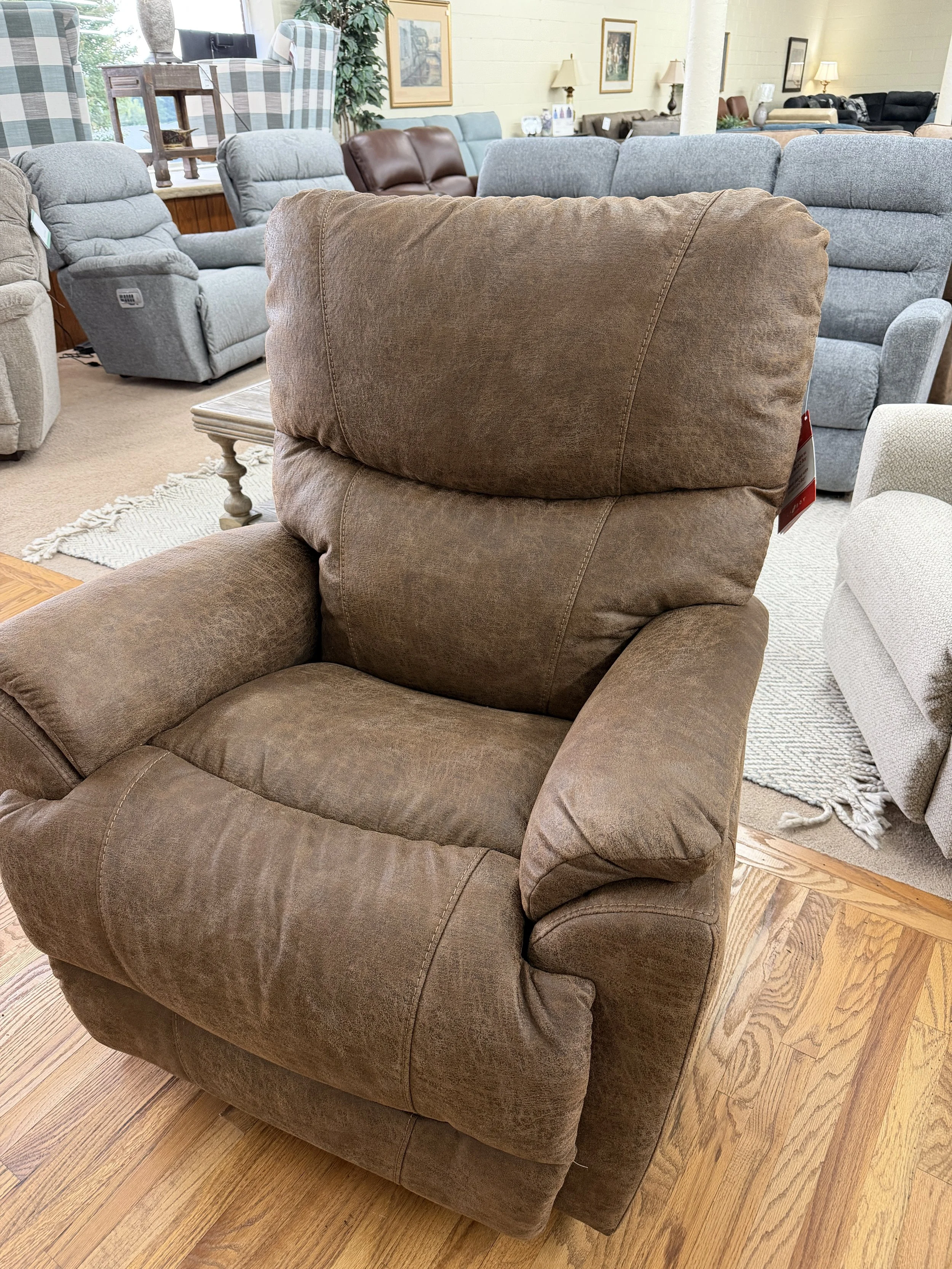 LaZBoy - Trouper manual rocker recliner in whiskey brown sueded polyester 