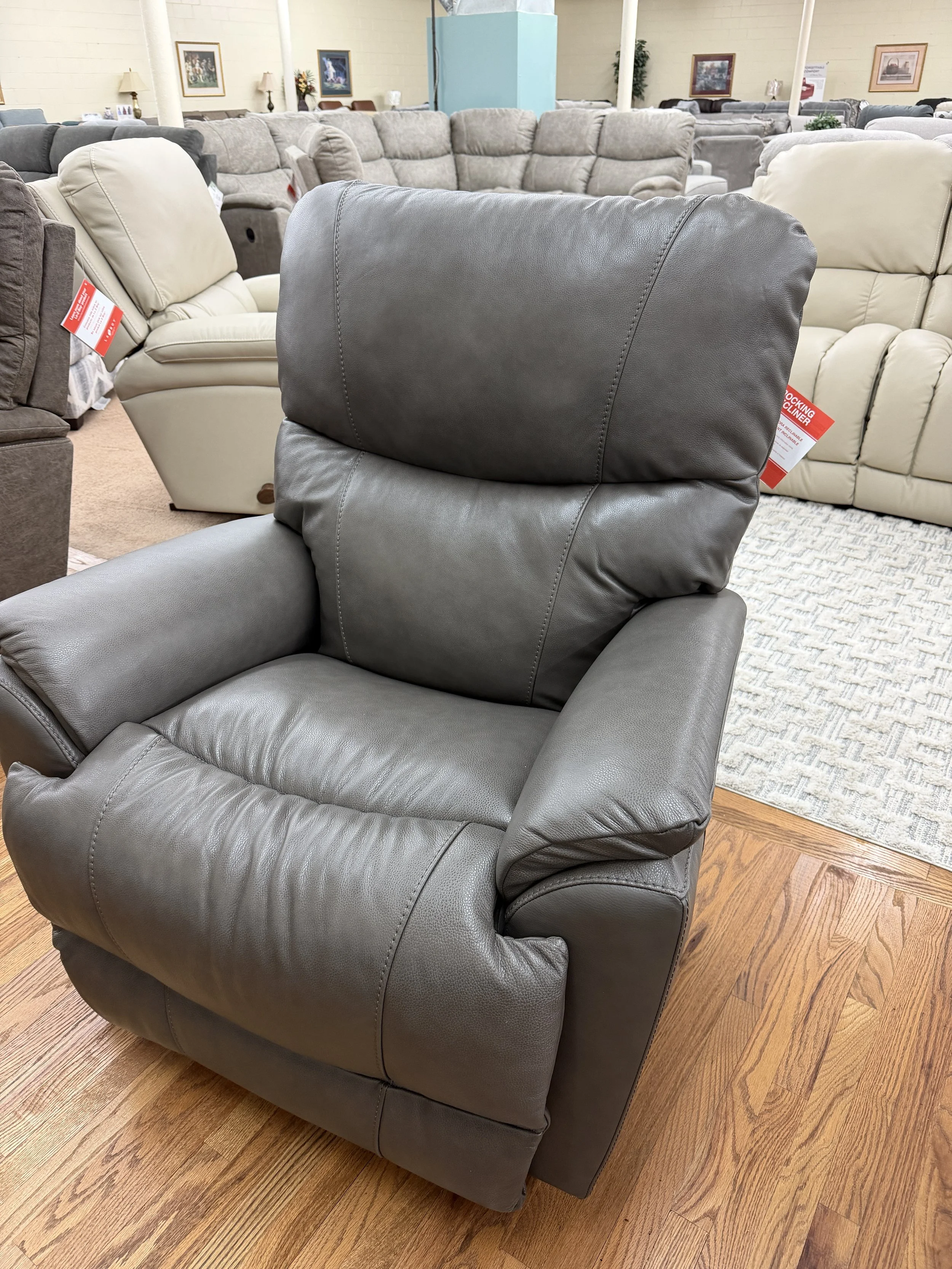 LaZBoy - Trouper manual rocker recliner in grey leather 