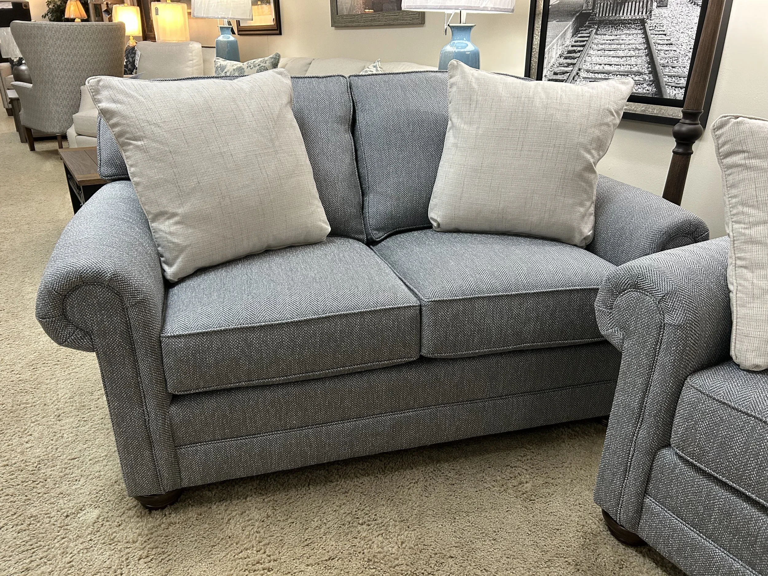 King Hickory - Bentley loveseat in Albion Silverfox performance fabric