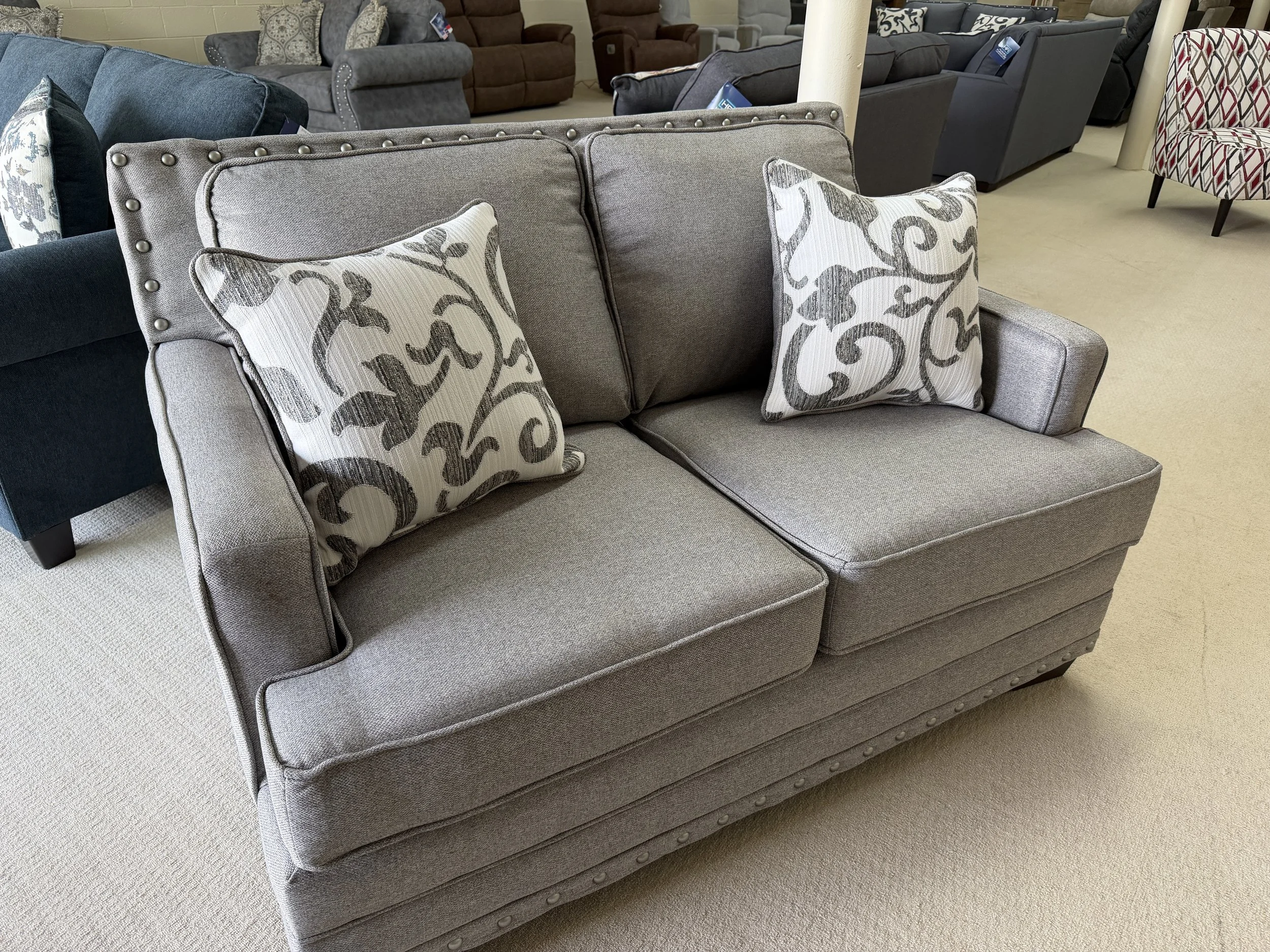 Hughes - loveseat in Yuki Doe grey fabric (sold with sofa)