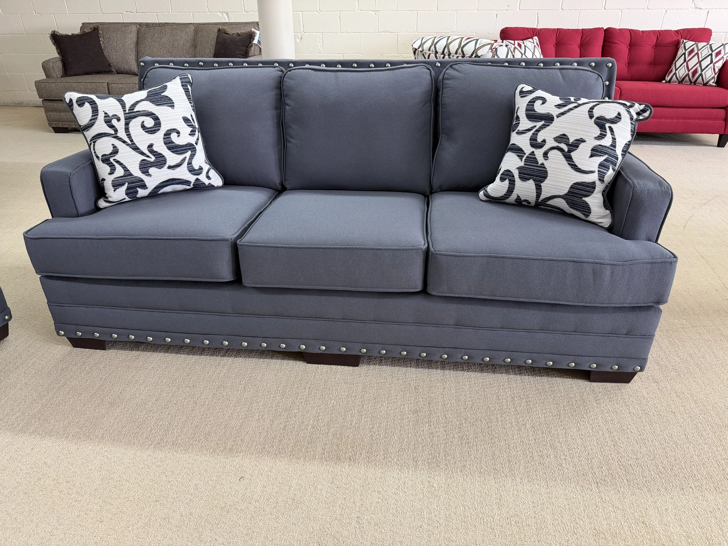 Hughes - sofa in Layla Iron steel blue fabric (loveseat with sofa) 