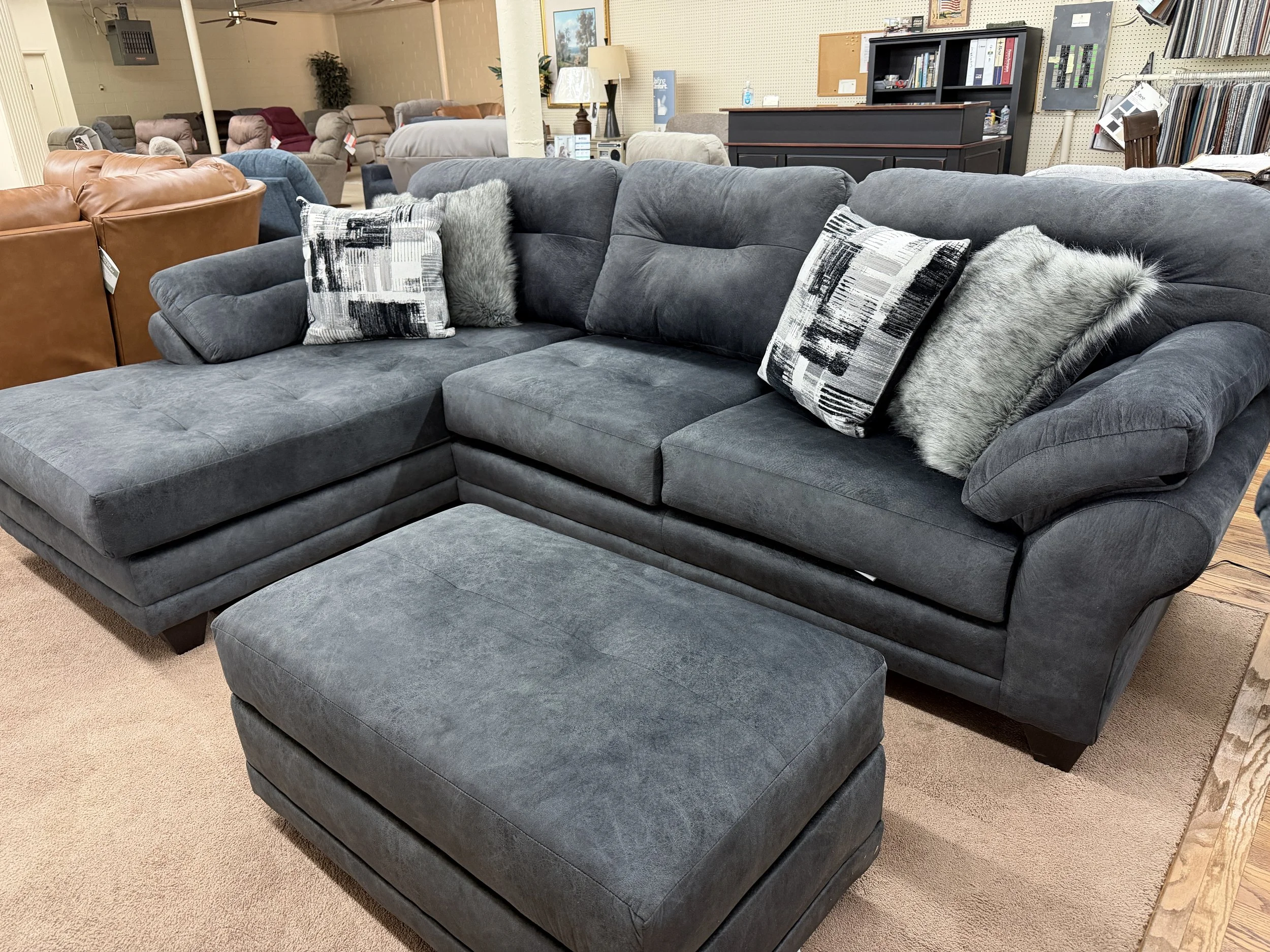 Hughes - sectional sofa in Wonderland Slate charcoal grey fabric