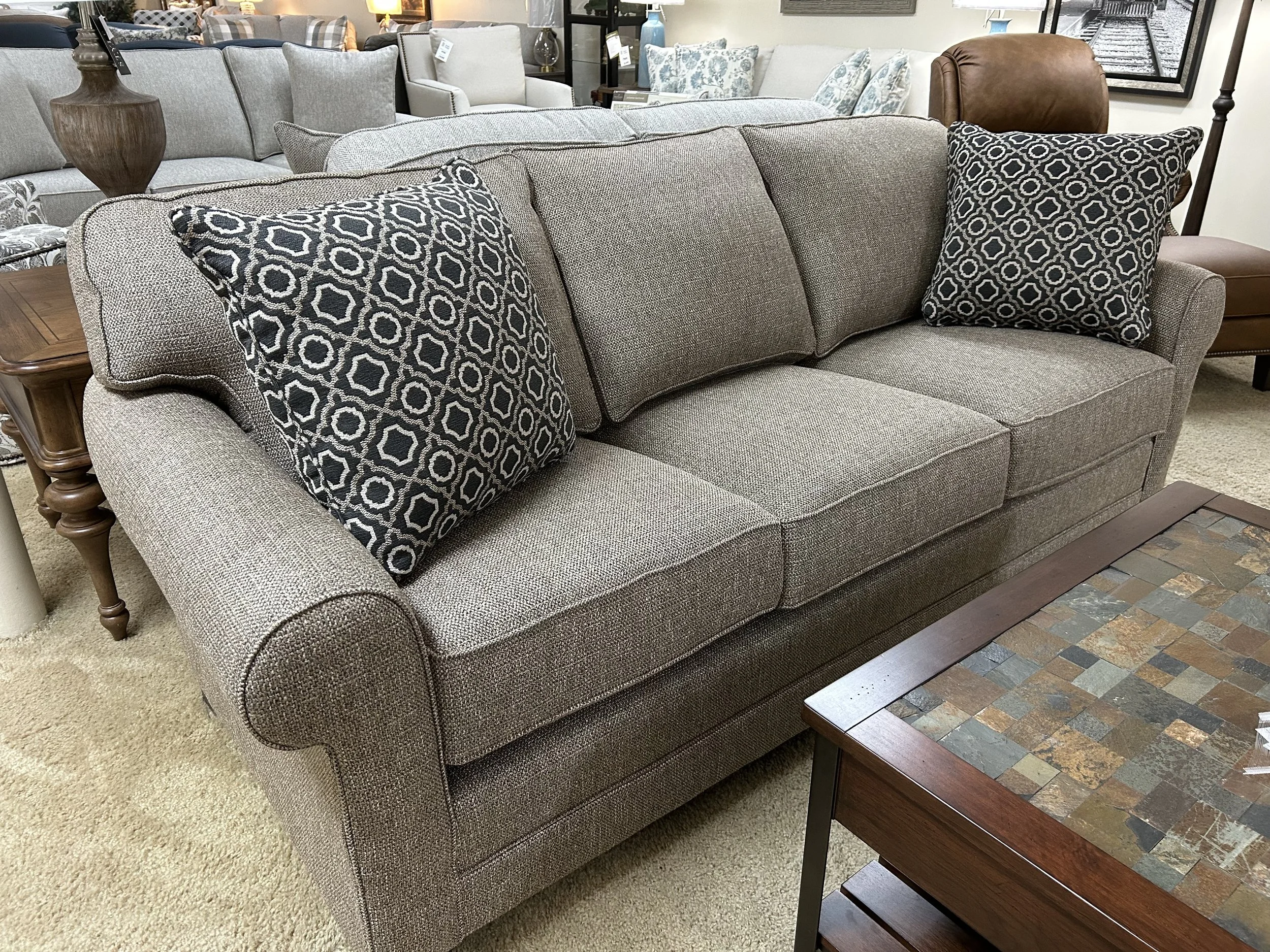 King Hickory - 85” Bentley sofa in Bromance Mineral performance fabric 