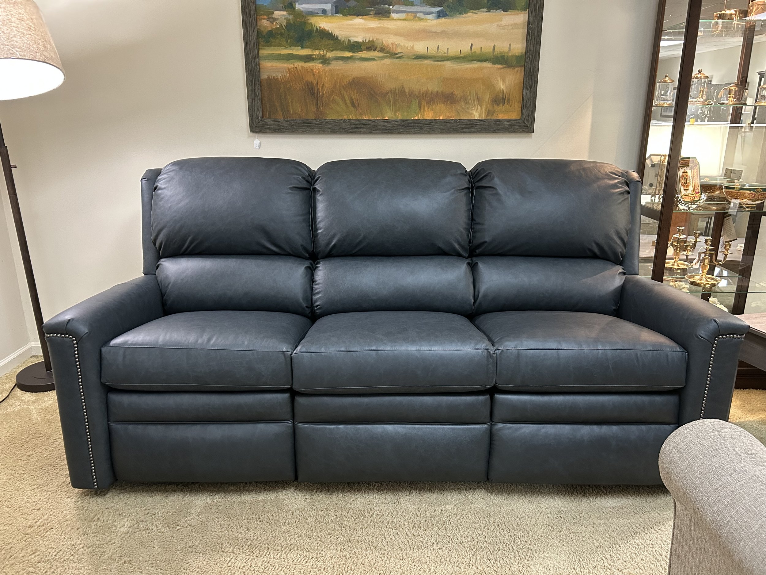 Smith Brothers - M104 power reclining sofa in navy blue leather
