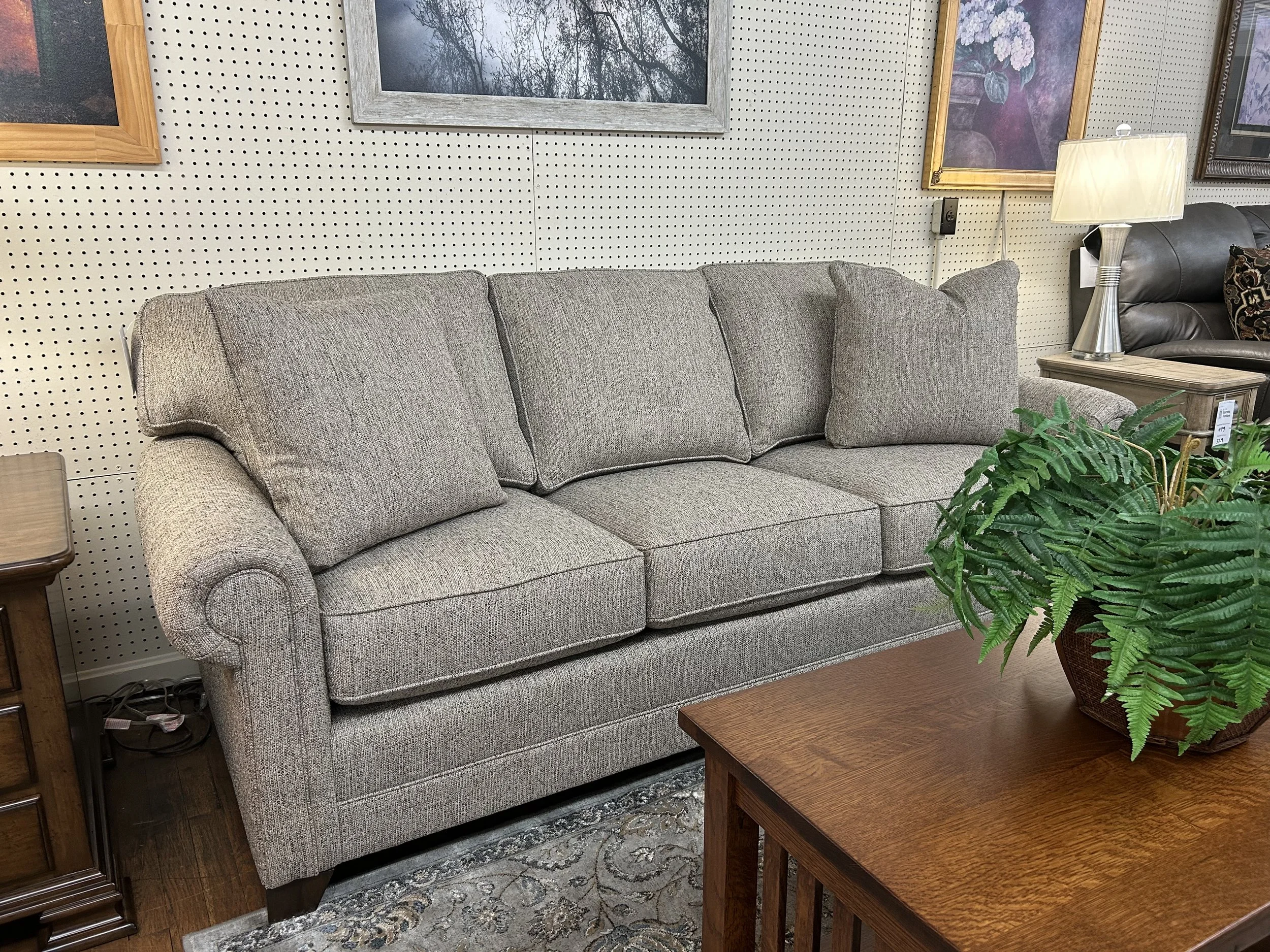 King Hickory - Bentley sofa in Aubrey Gunmetal performance fabric
