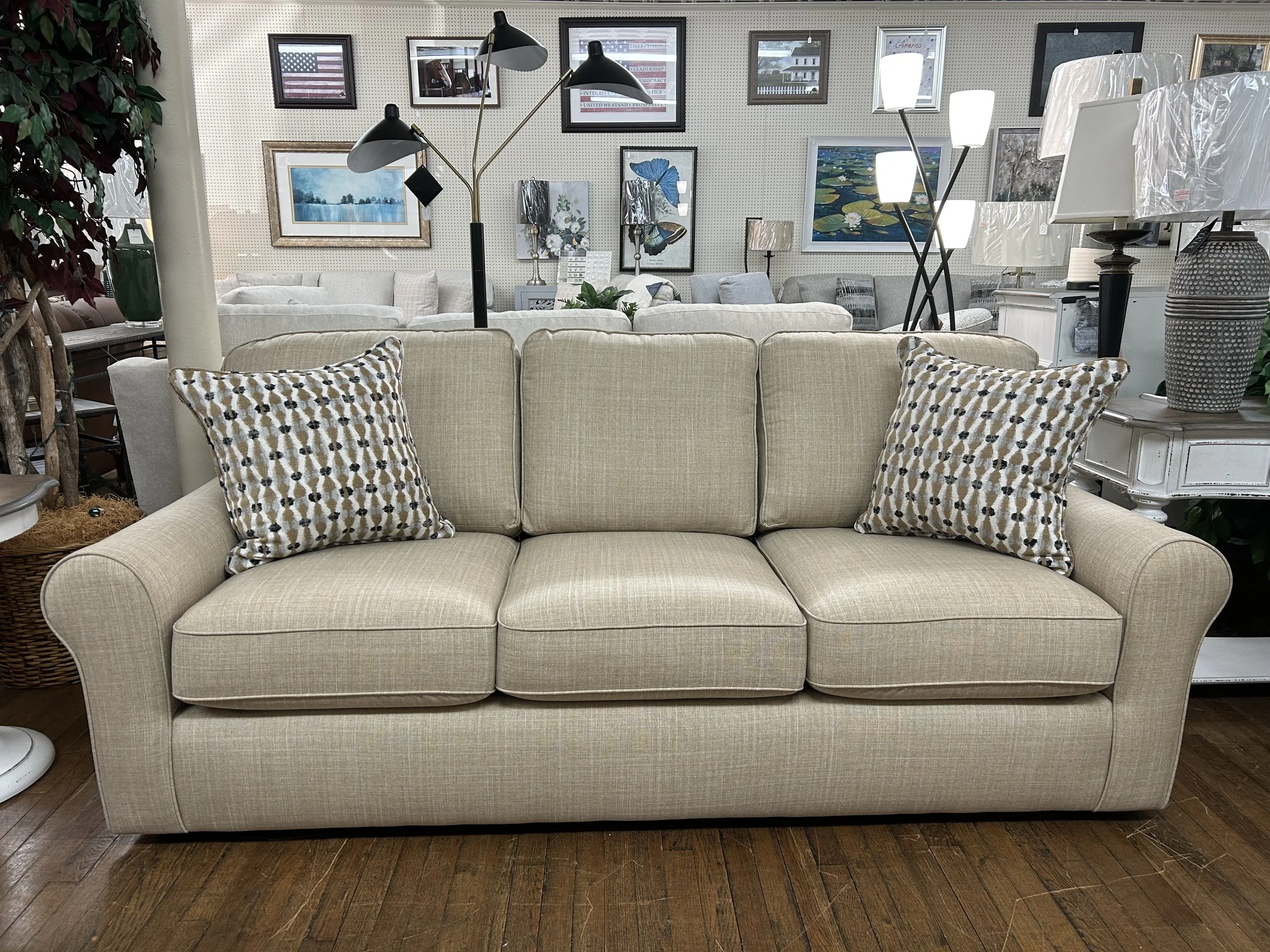Best HF - Hannway sofa in tan "linen-look" performance fabric  