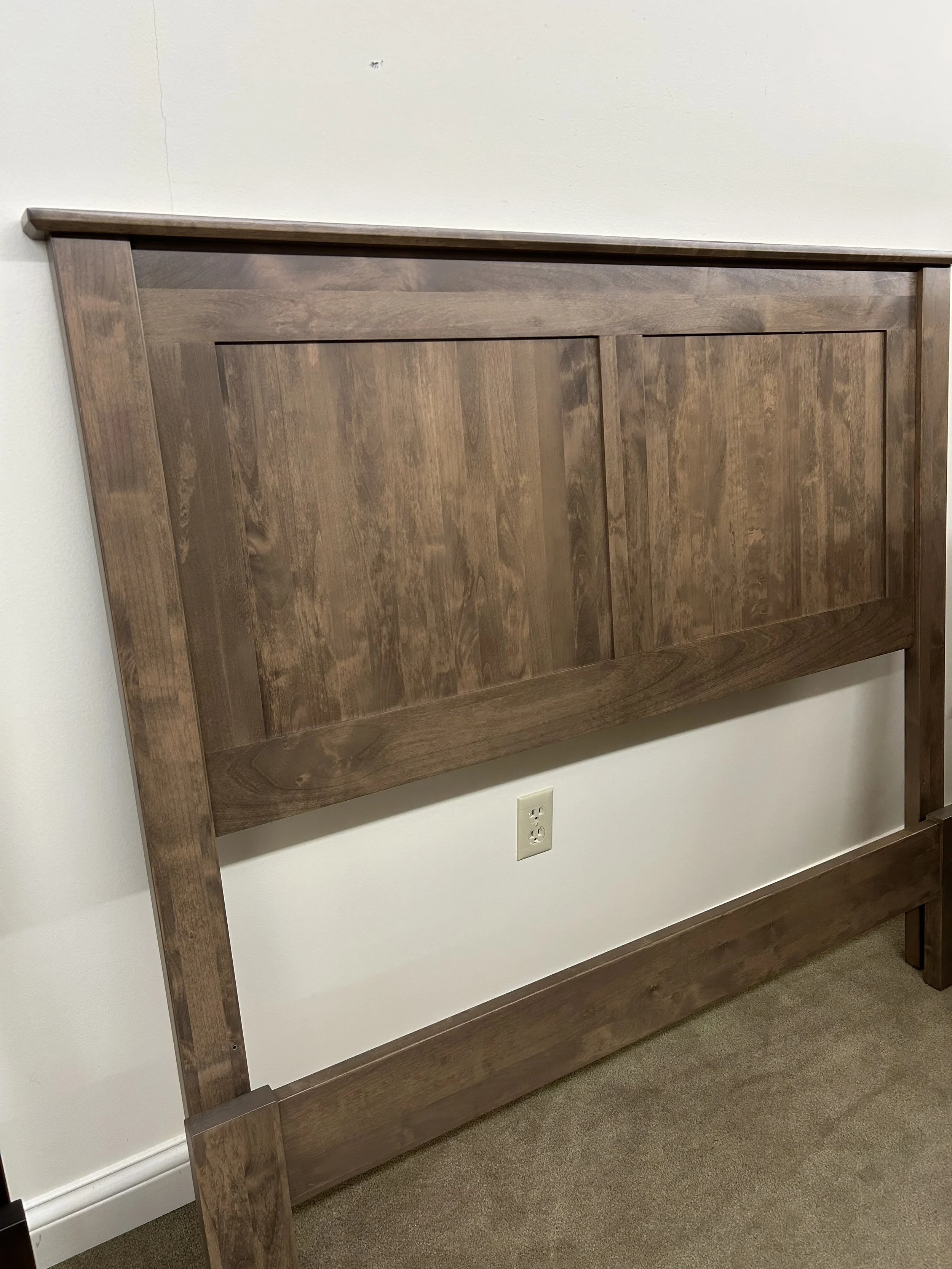 Archbold - full sized panel bed with low footboard in flagstone finish on solid Alder