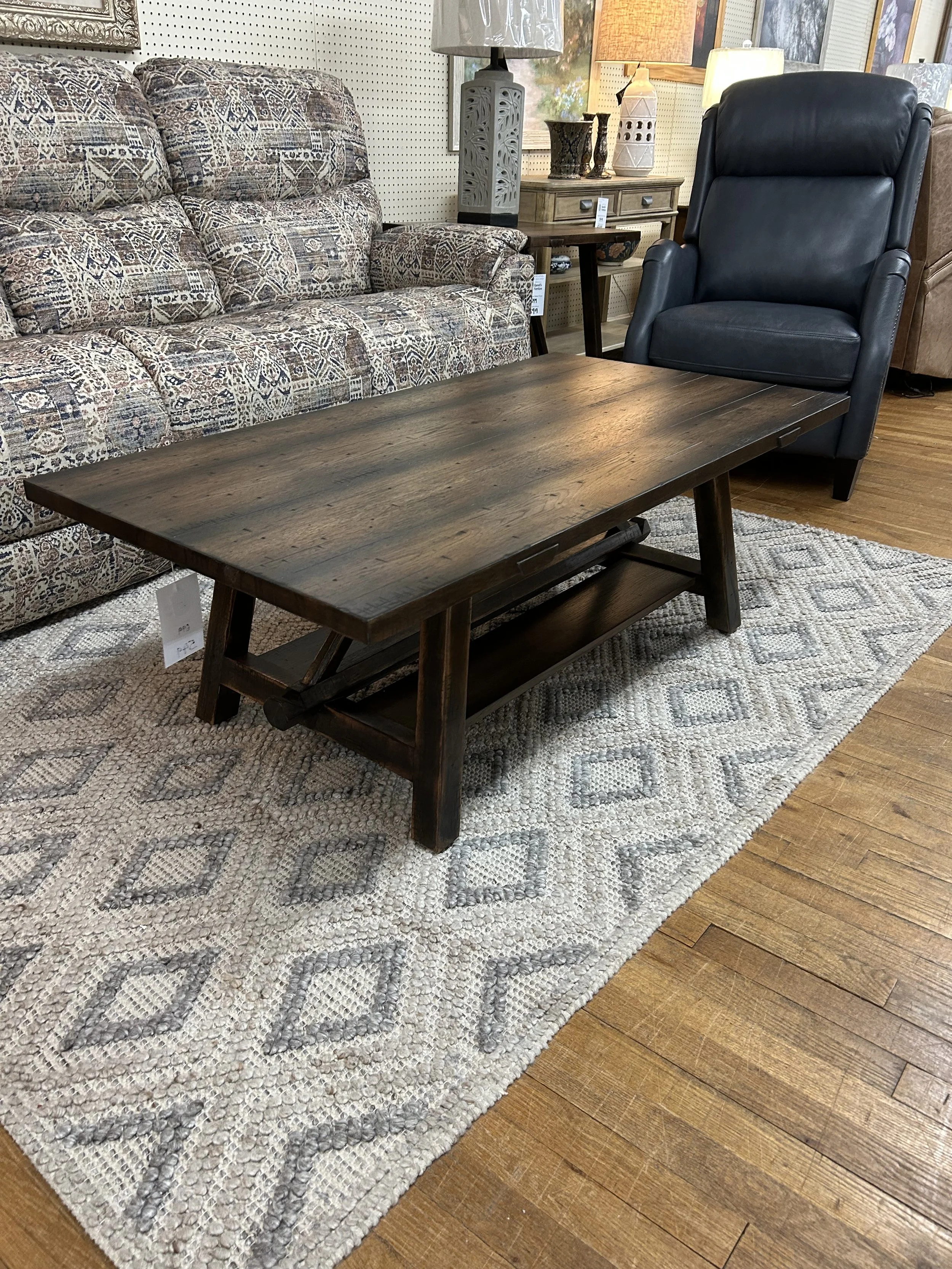 Hardwood coffee table with Pecan veneers by Hammary