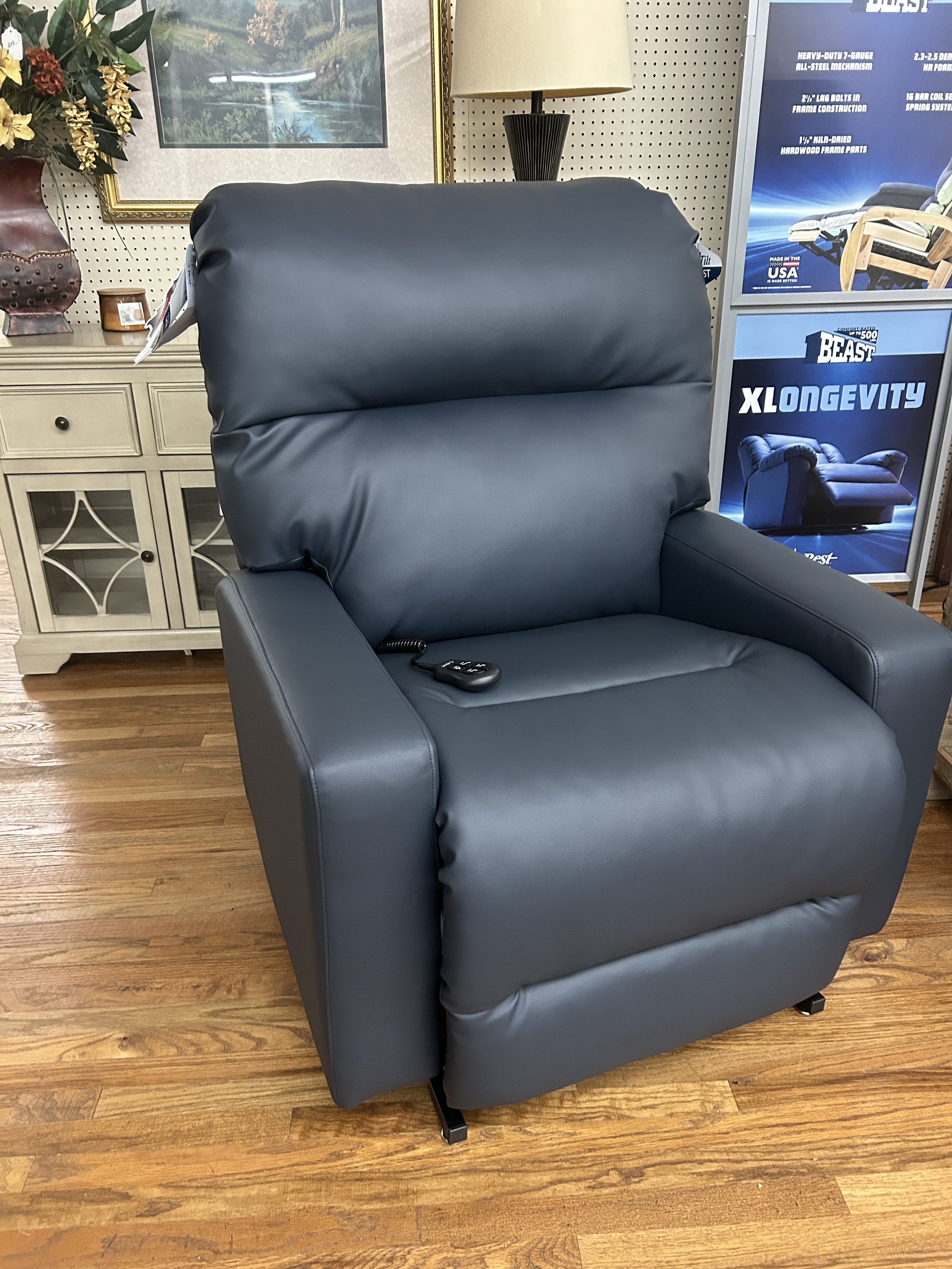 Best HF - 'Kenley' power lift recliner in midnight blue medical-grade vinyl