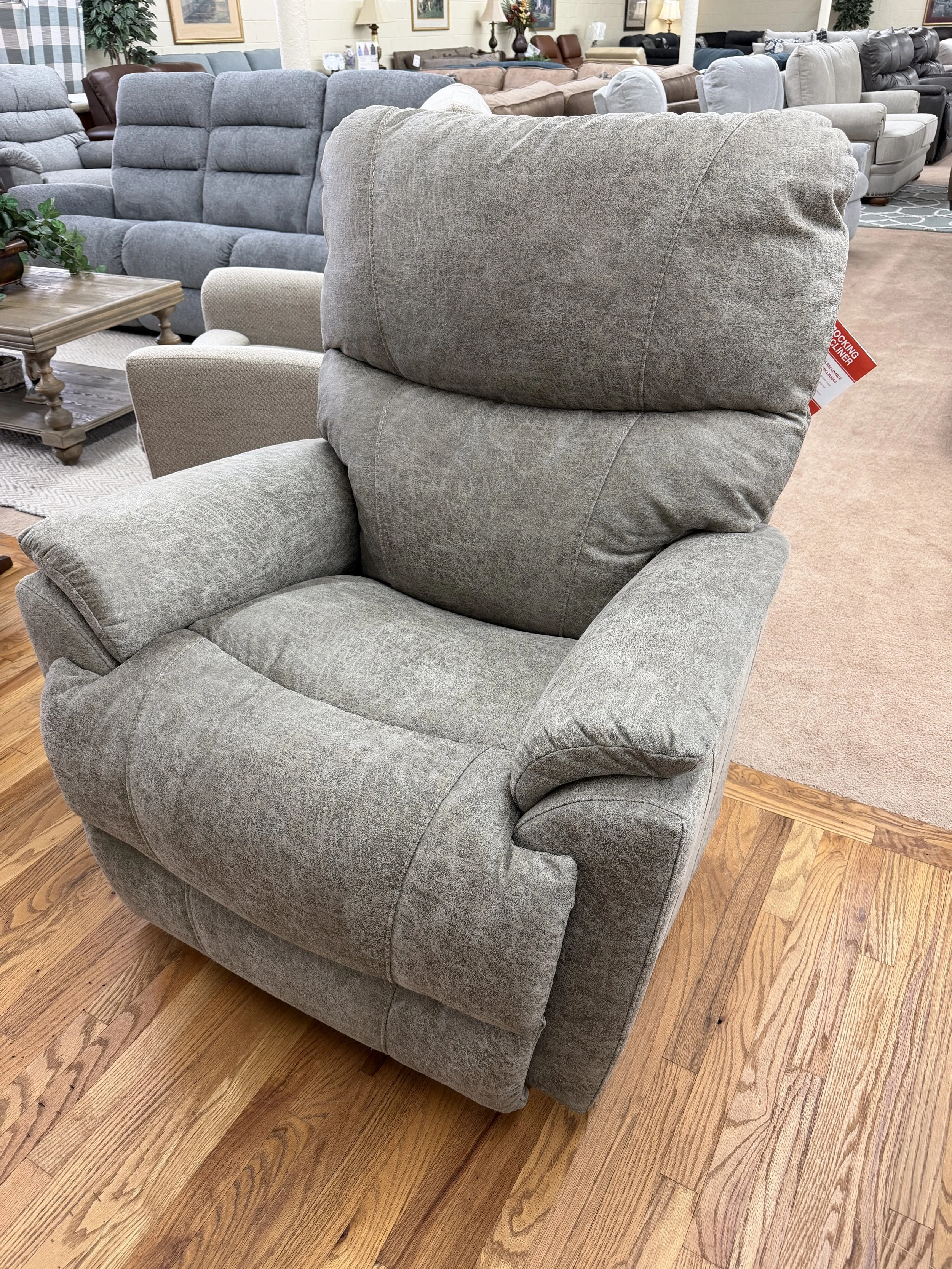 LaZBoy - Trouper manual rocker recliner in charcoal sueded polyester 
