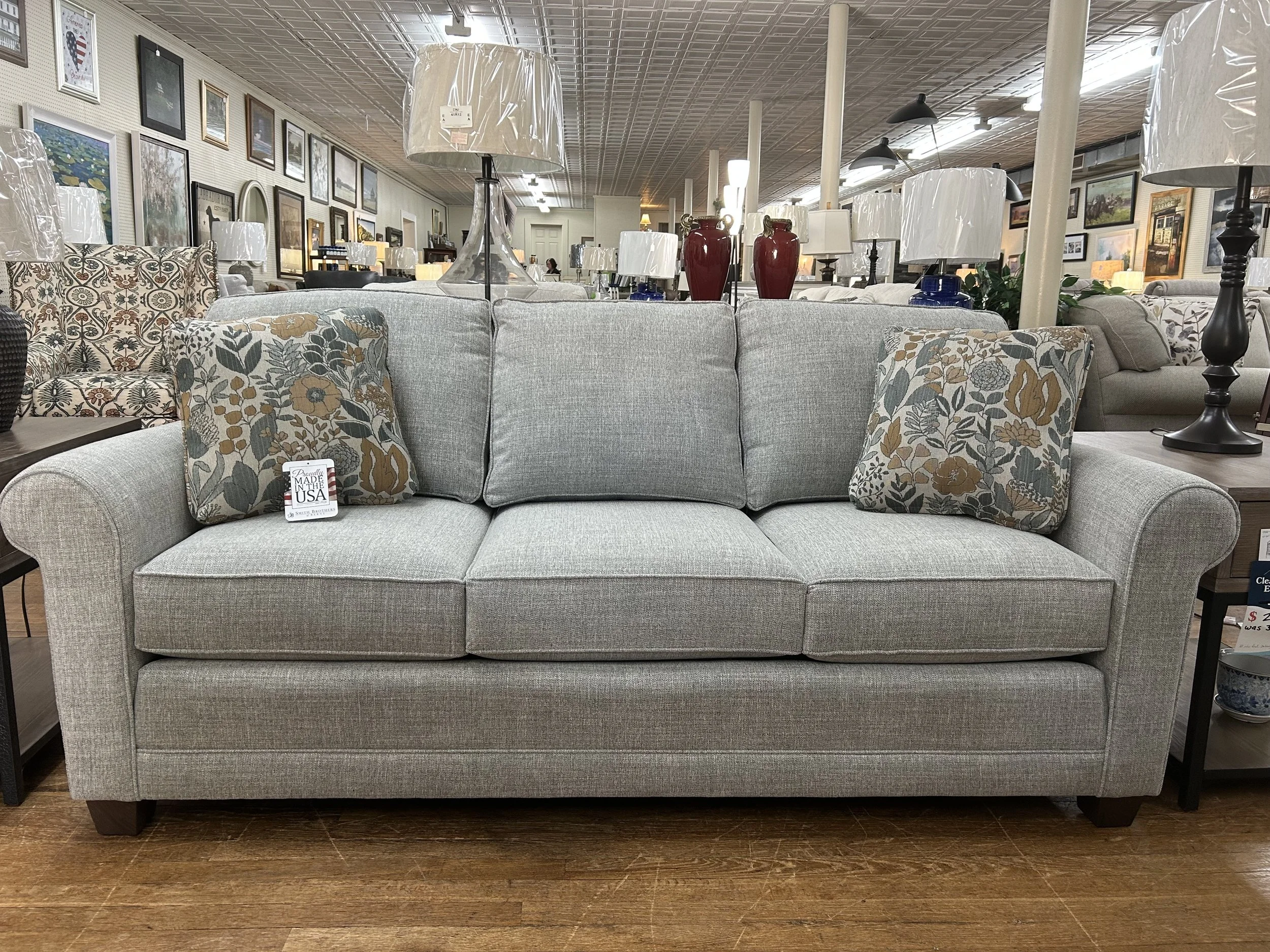 Smith Brothers - 79” sofa in light grey fabric