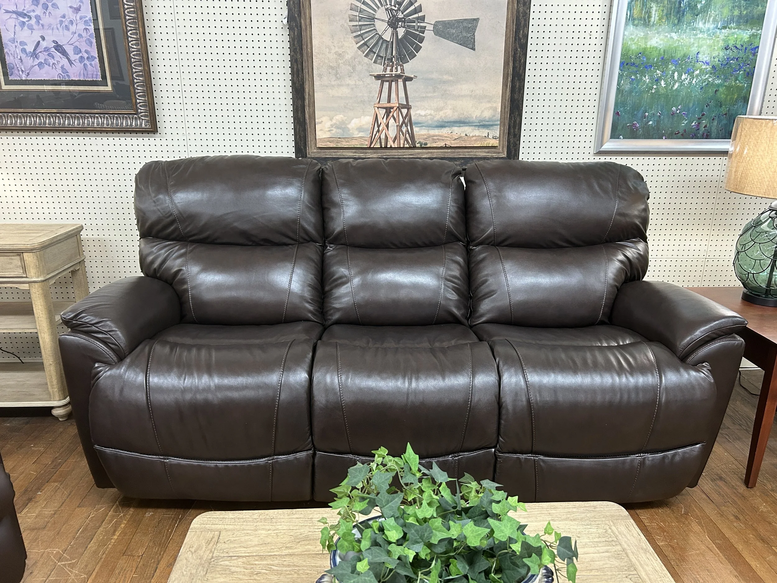 LaZBoy - Trouper manual reclining sofa in brown leather