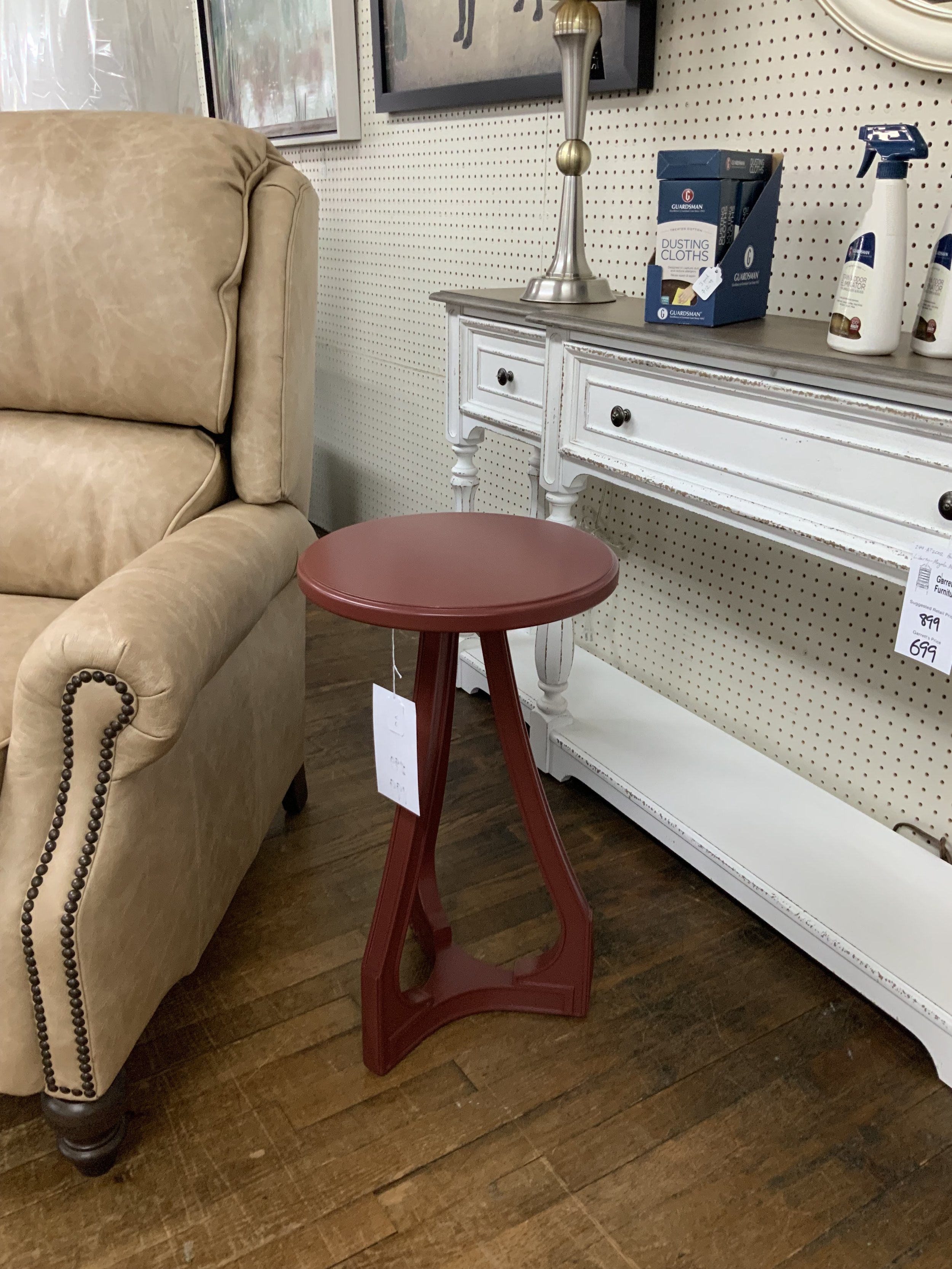 Cranberry red chairside table