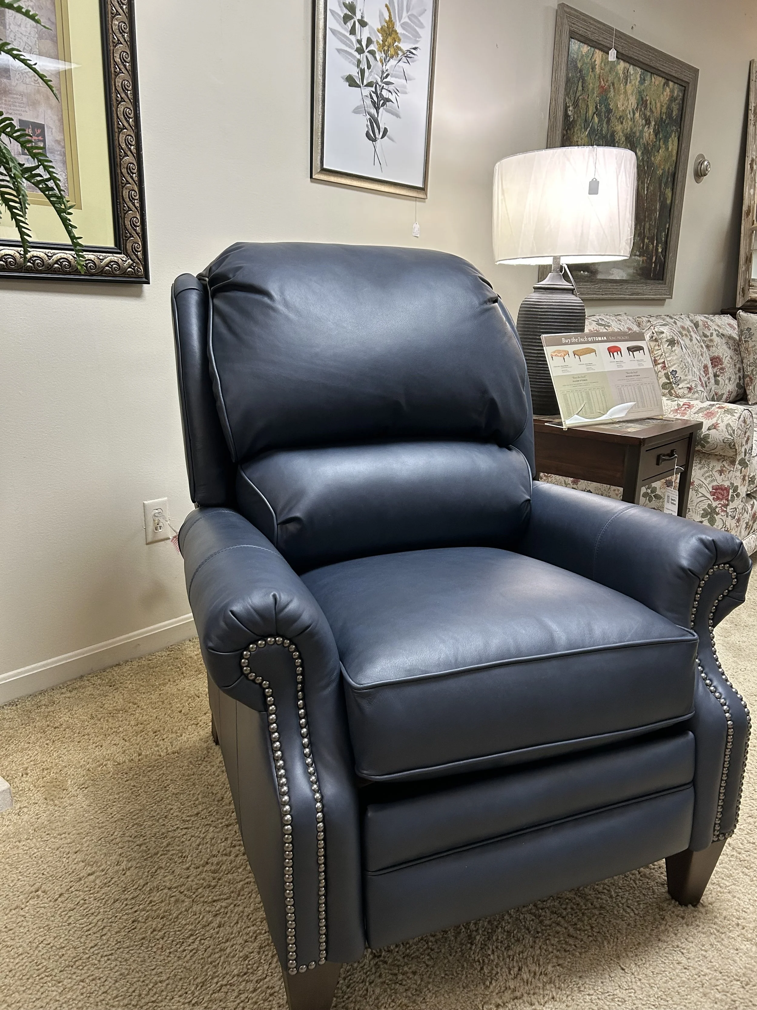 Smith Brothers - press back reclining chair (710-33) in navy leather