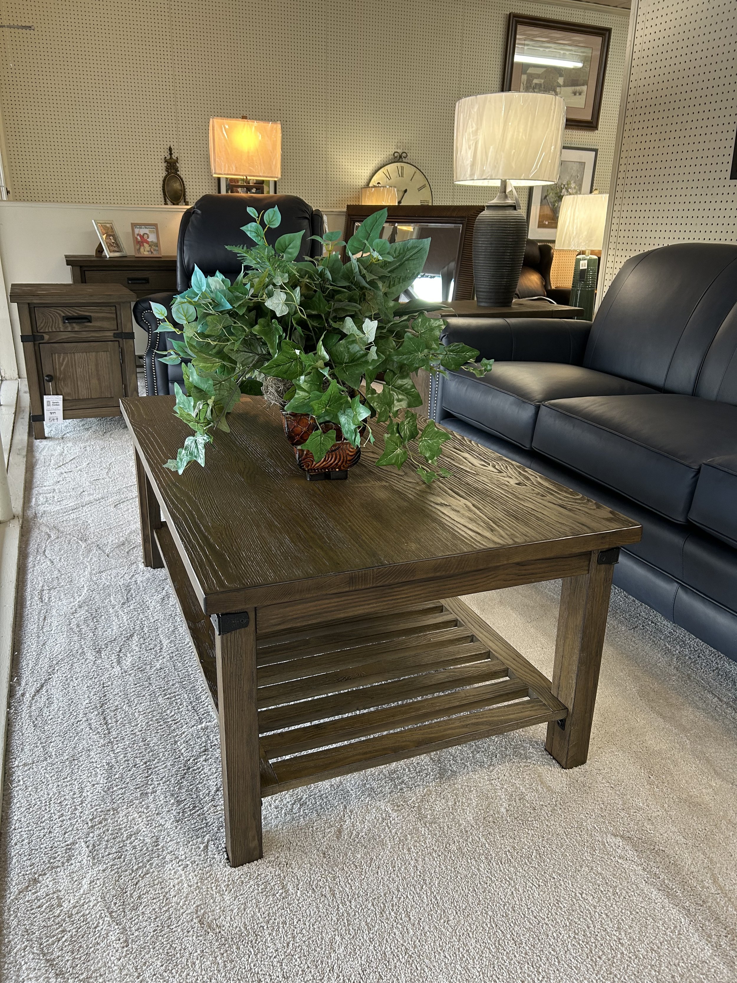 Kincaid - coffee table in driftwood finish on Norwegian spruce from the Foundry collection