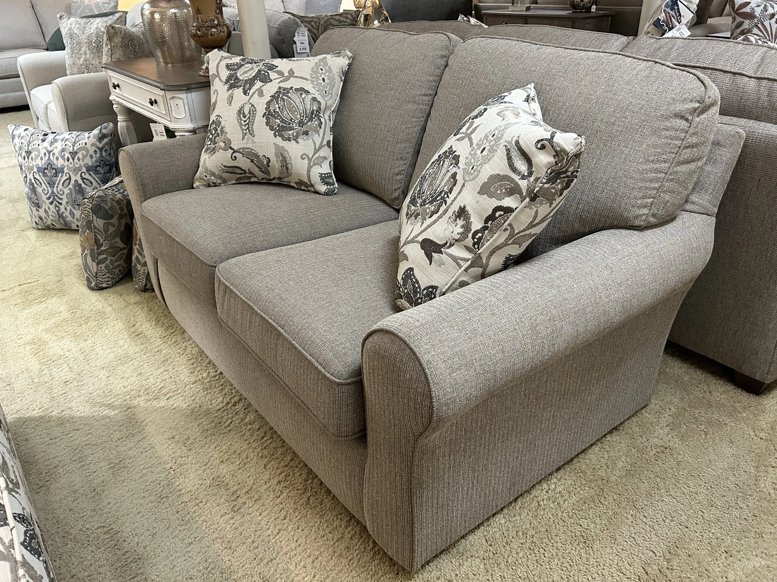 Best HF - stationary loveseat in light brown fabric