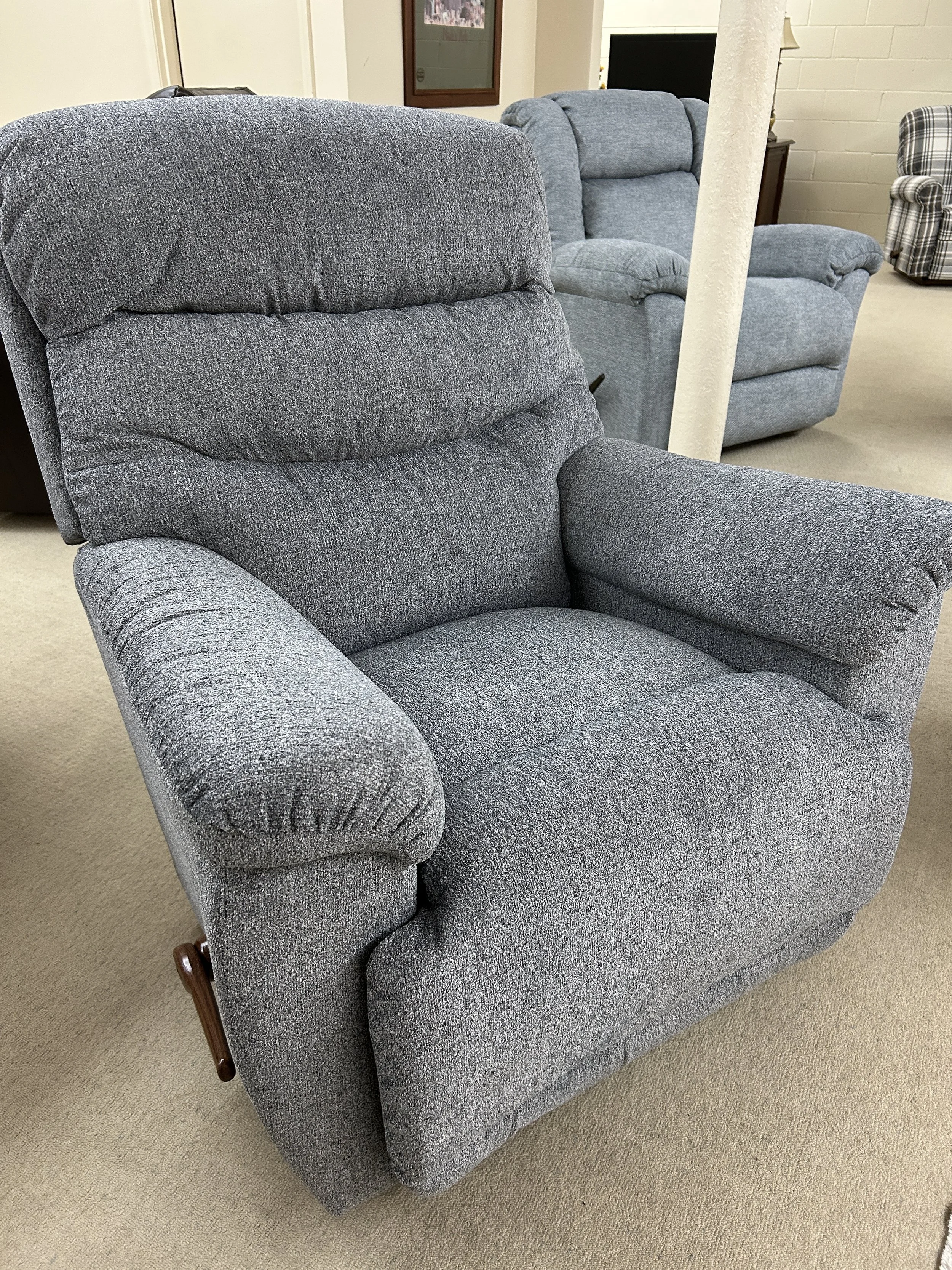 LaZBoy - wall away Joshua manual recliner in light blue fabric