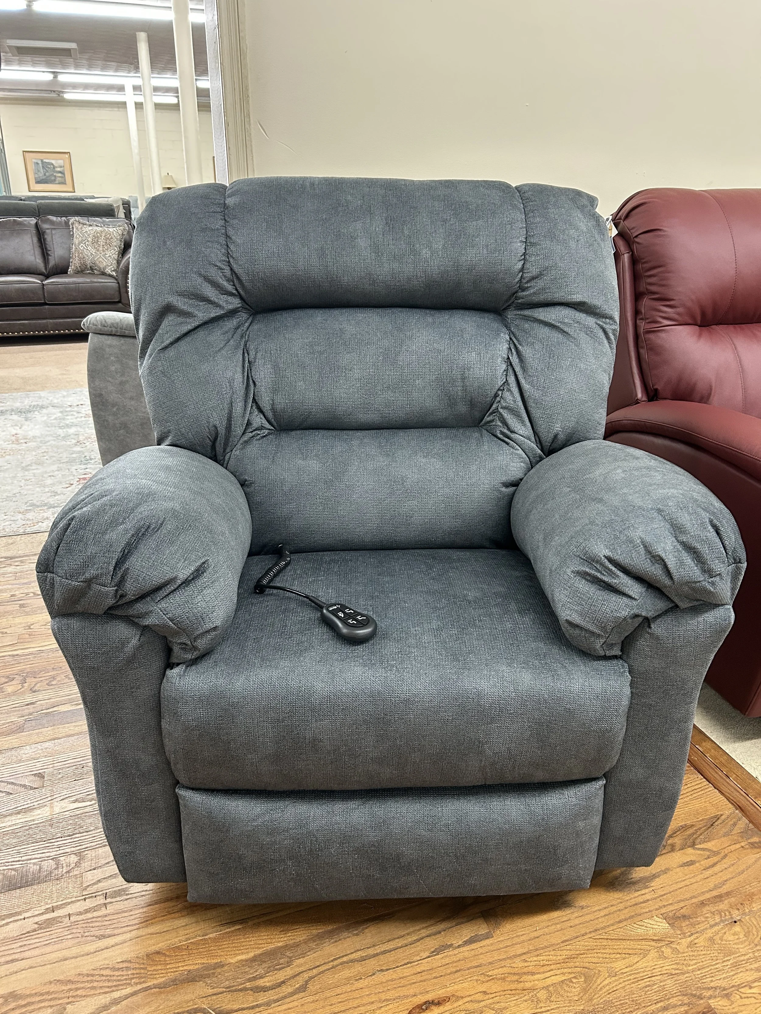 Best HF - Troubadour large power lift recliner in slate blue fabric