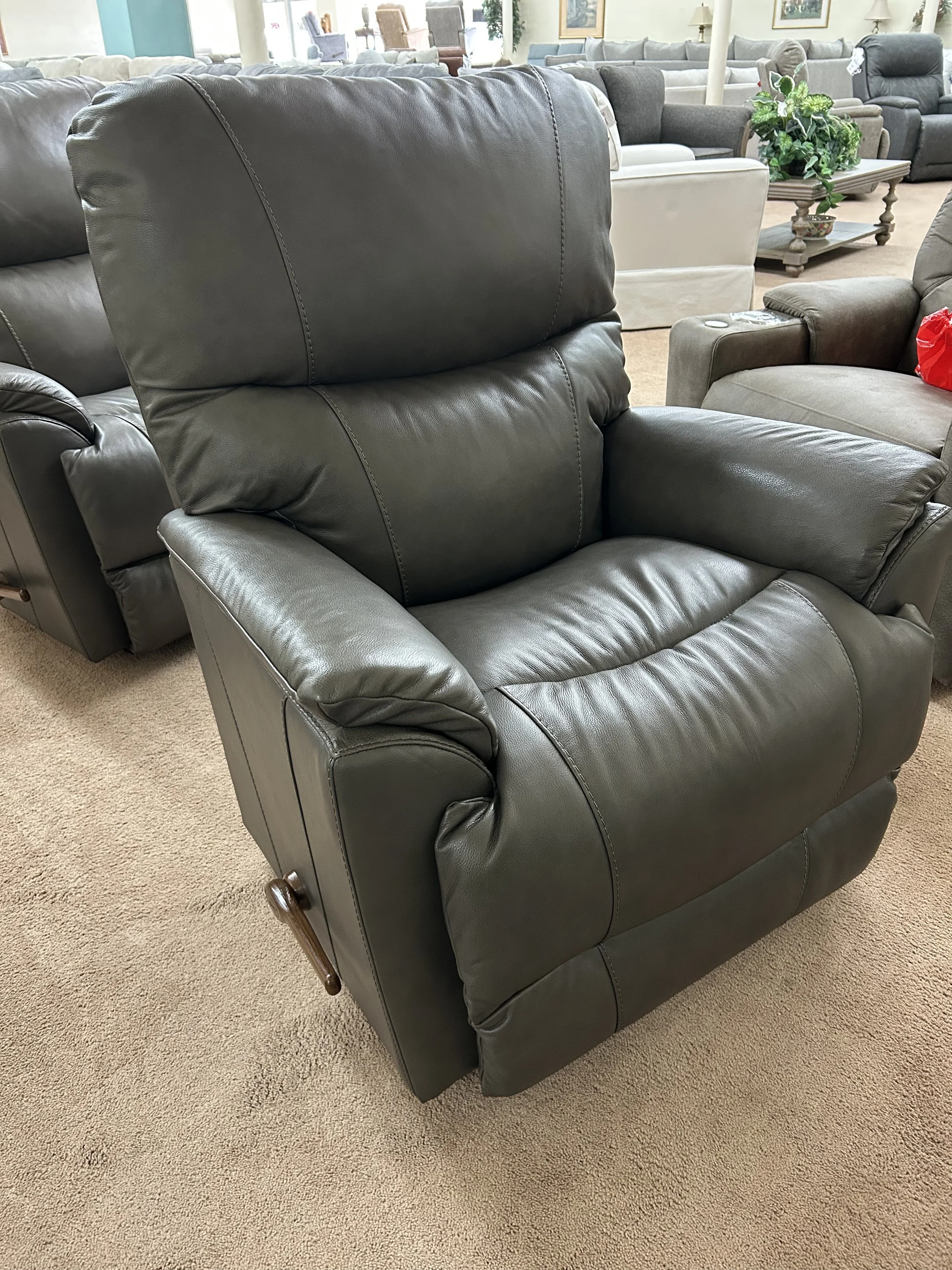 LaZBoy - Trouper manual rocker recliner in warm gray leather
