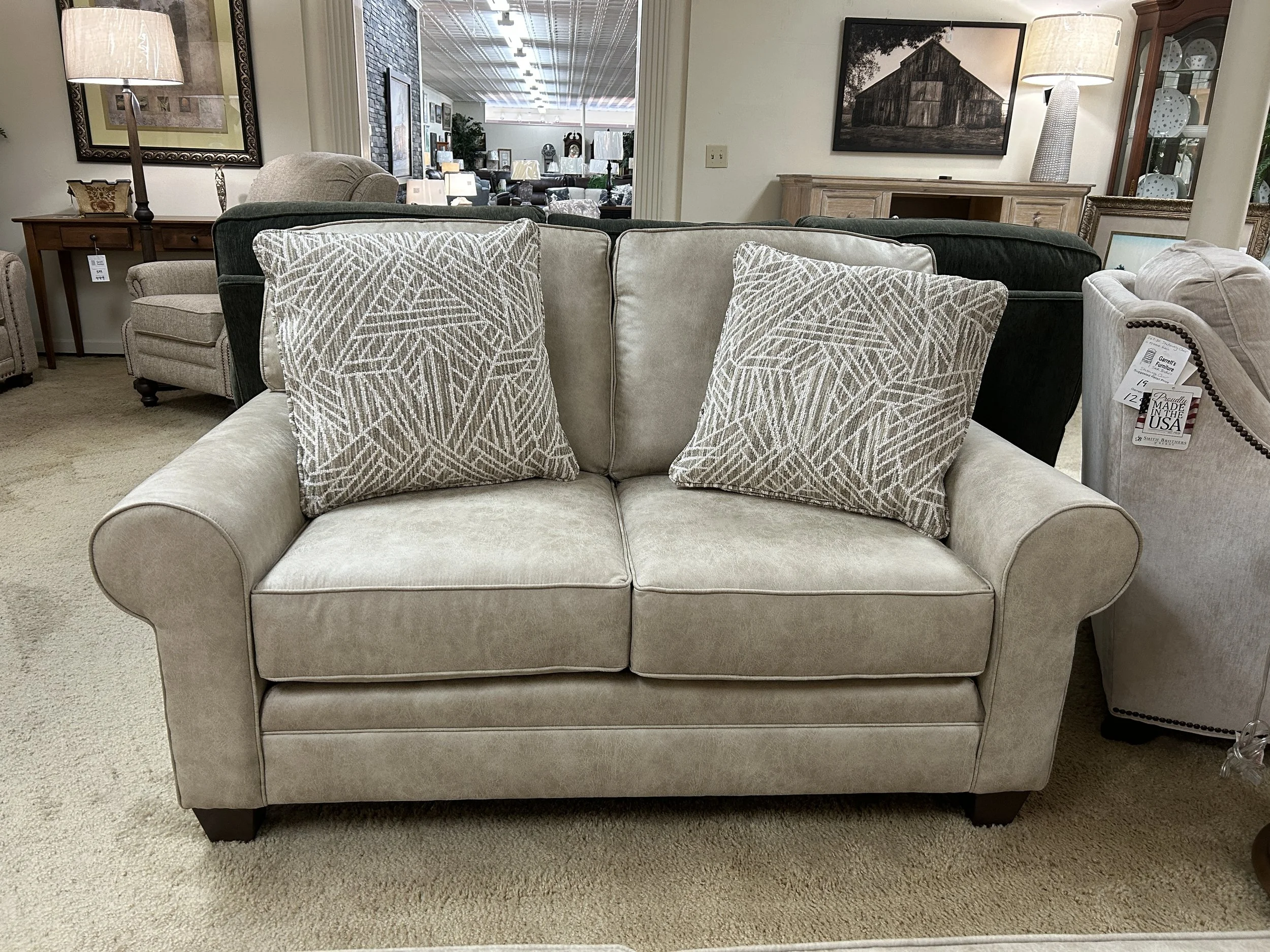 Smith Brothers - 5000 series 61” loveseat in tan fabric 